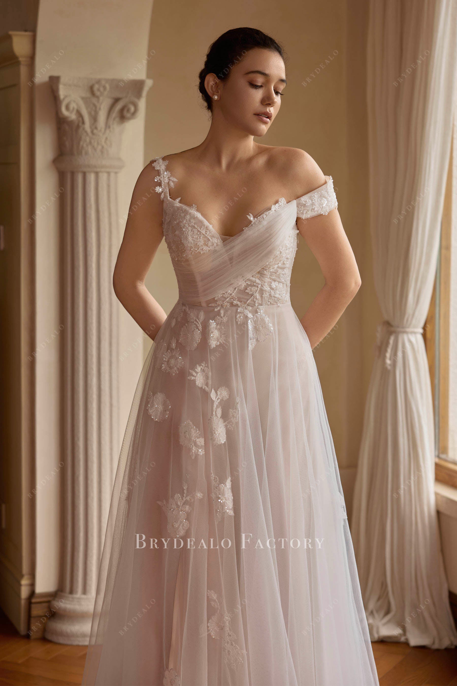 off shoulder wedding dress