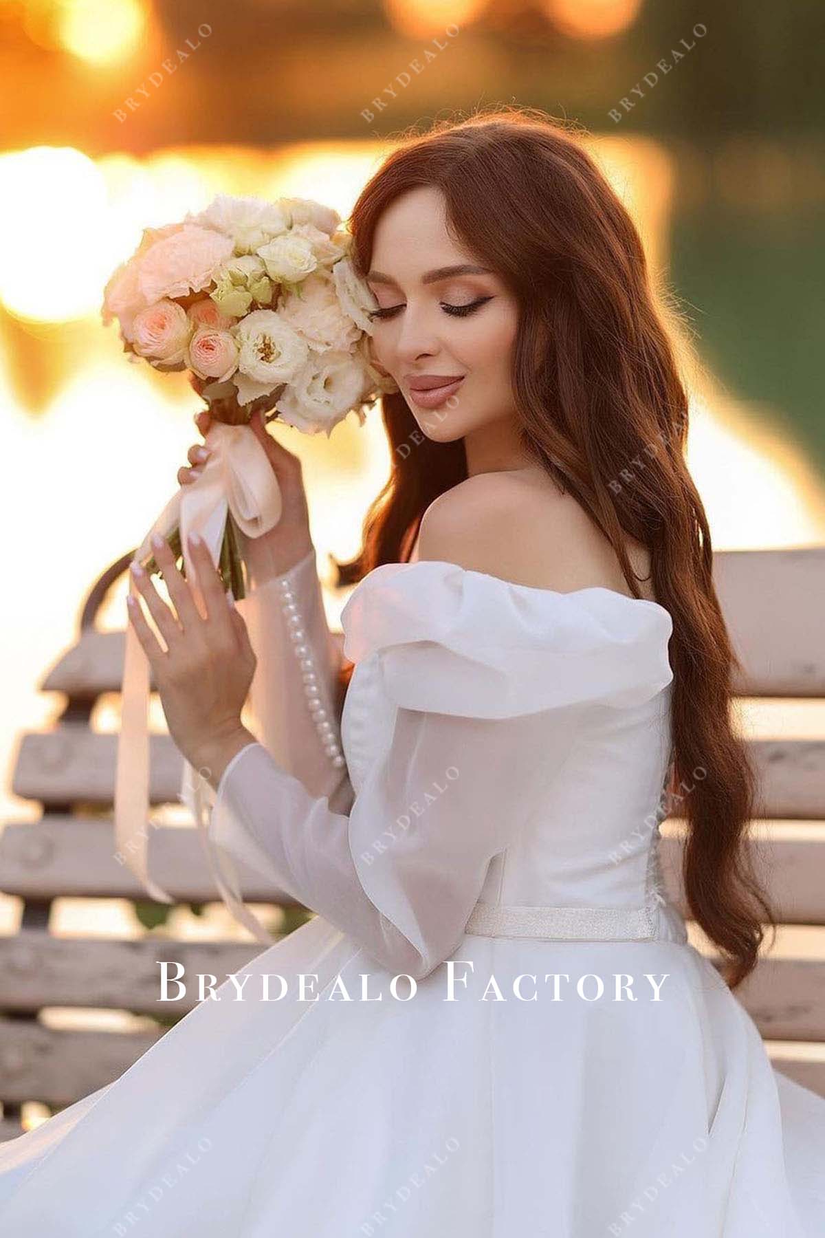 off shoulder wedding dress