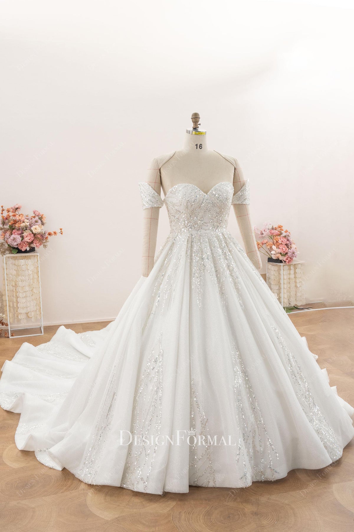 off the shoulder luxury wedding ballgown
