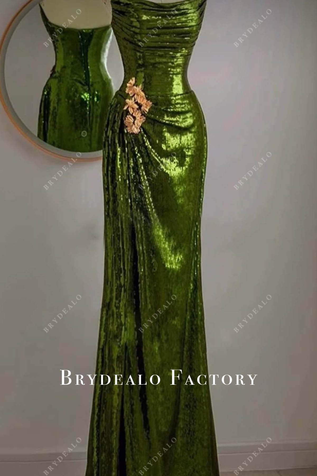 olive green prom dress