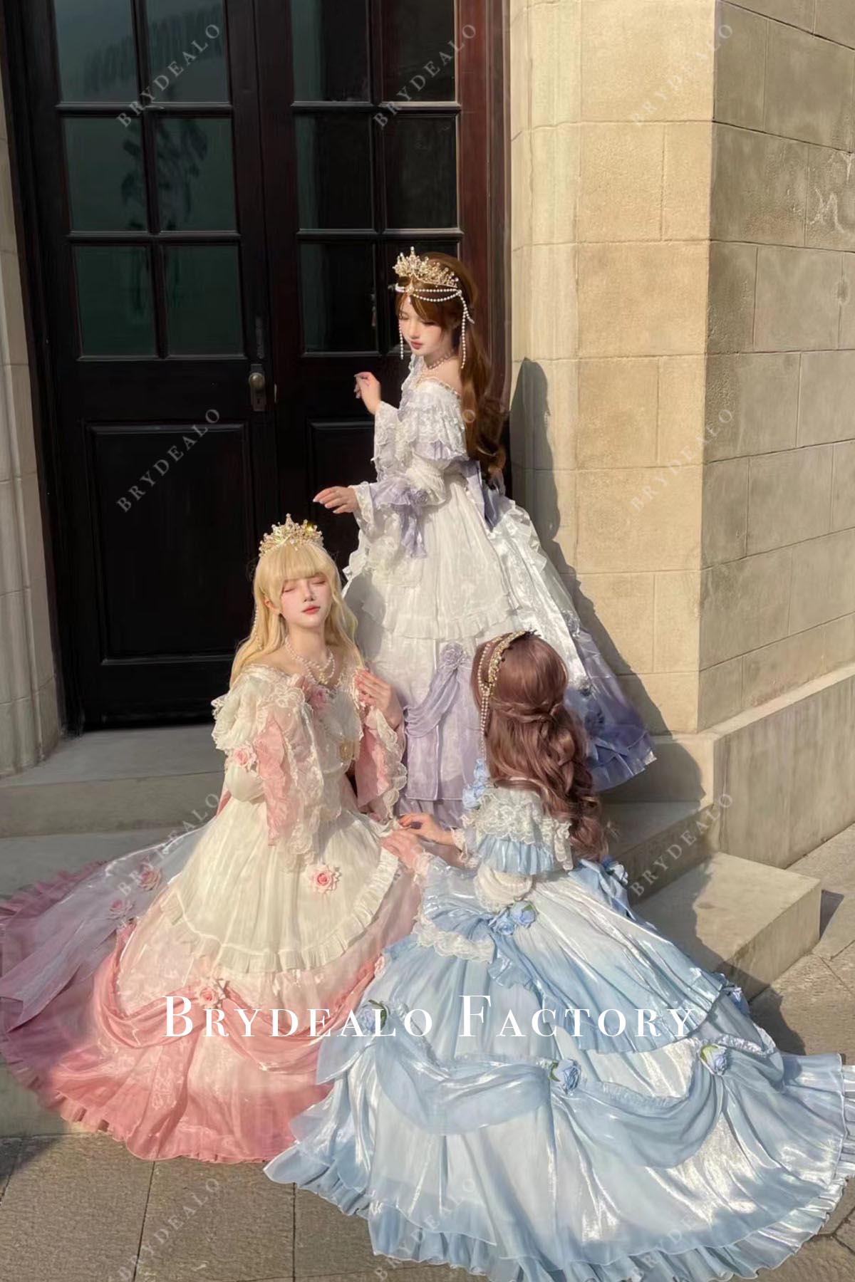 ombre long sleeves puffy lolita dress