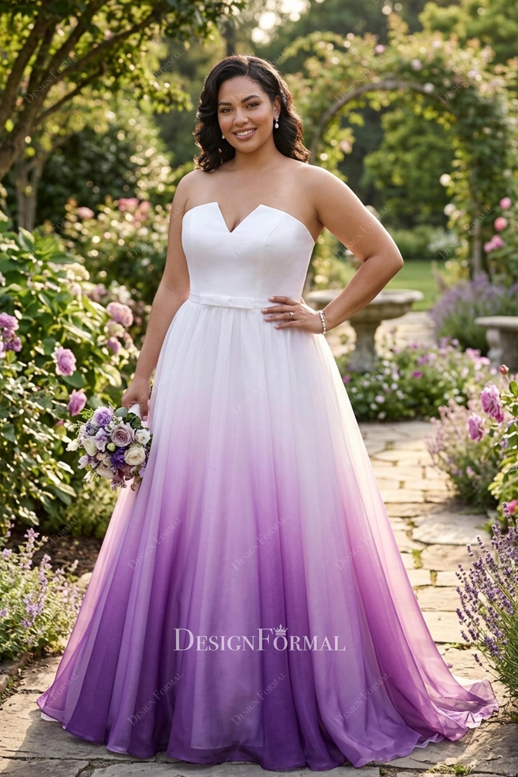 ombre organza strapless bridal ball gown
