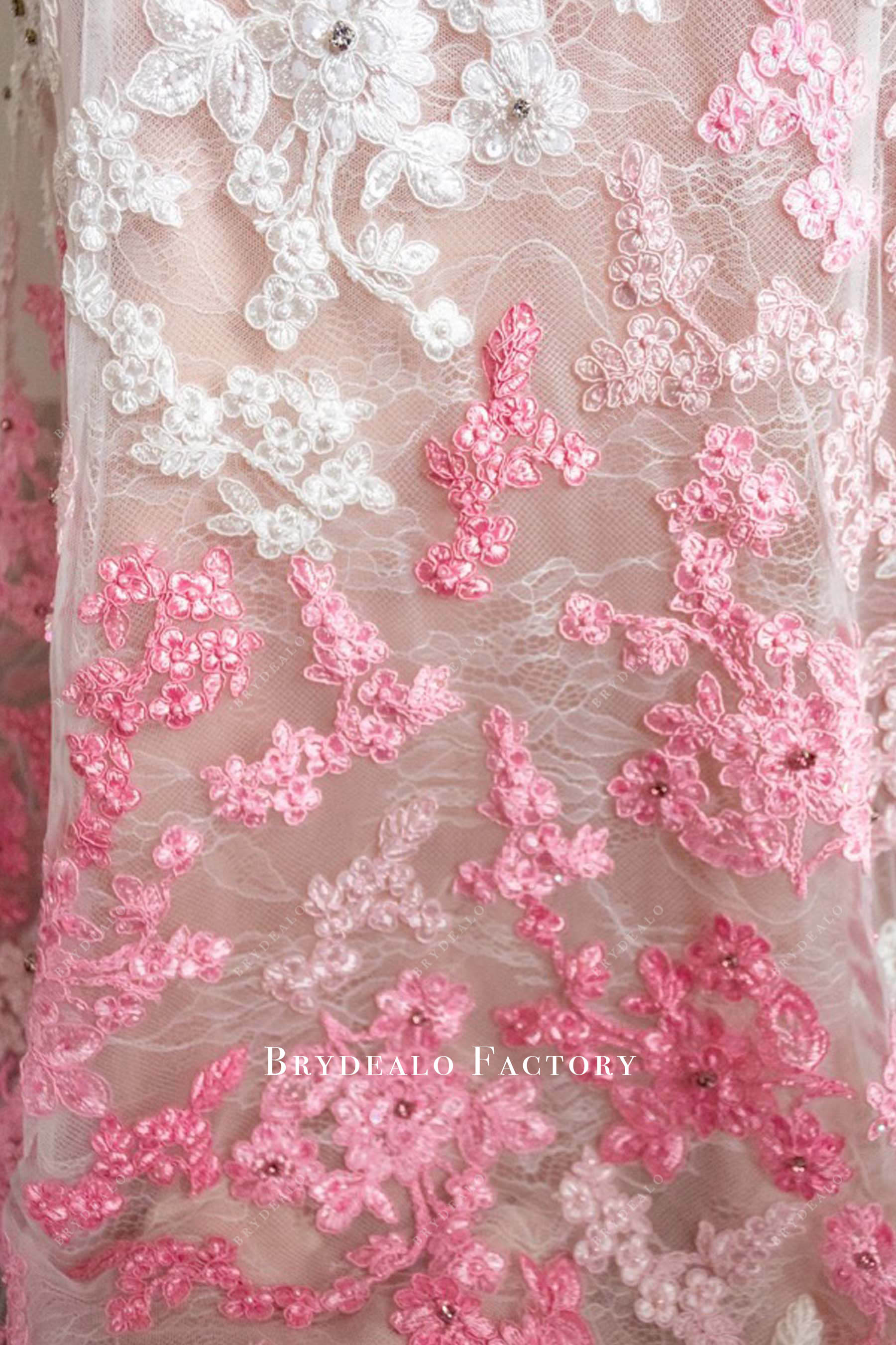 ombre pink cording lace formal dress