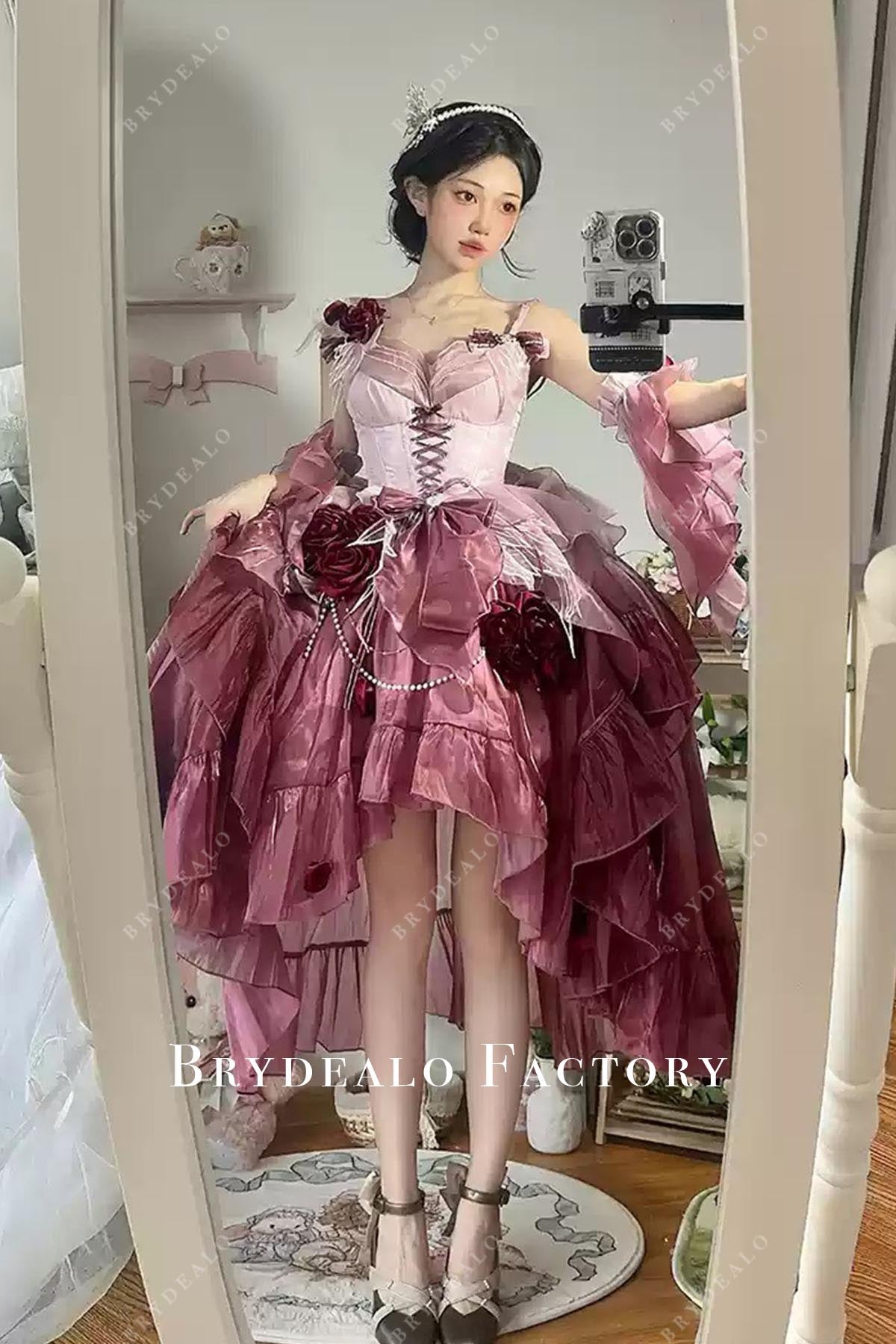 ombre plum high to low puffy lolita dress