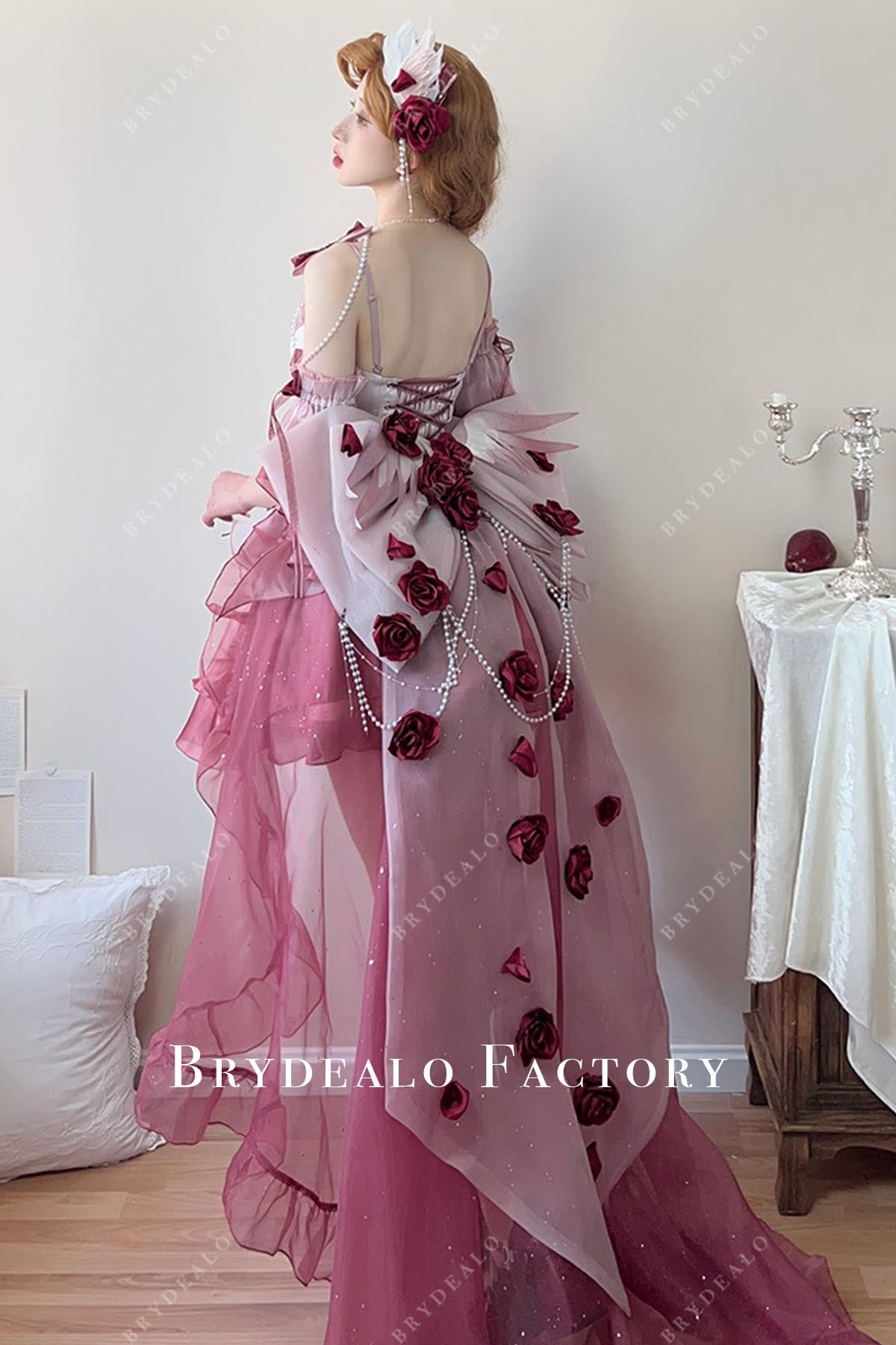 ombre plum lace up back lolita dress