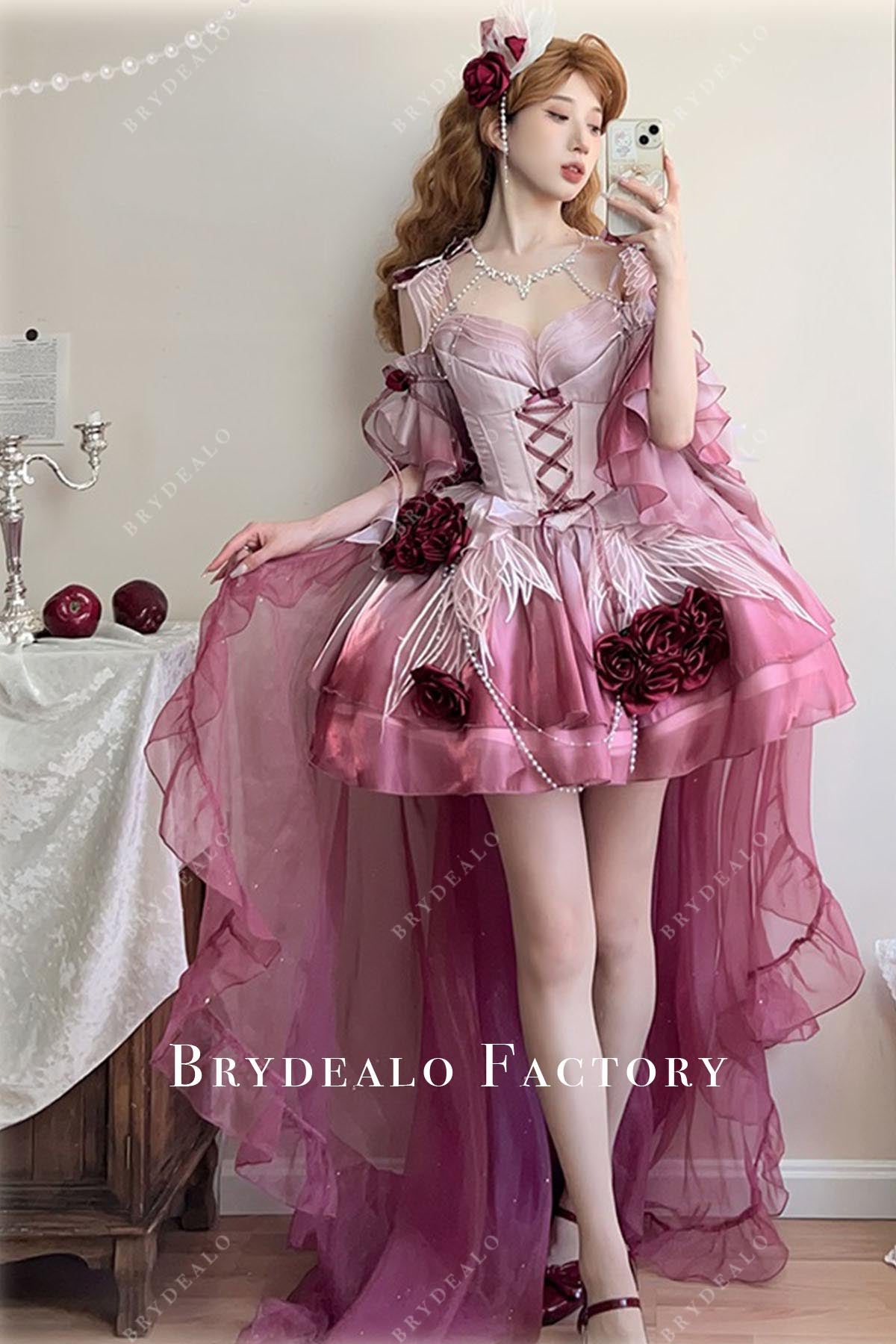 ombre plum panel train lolita dress