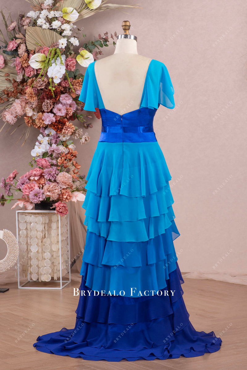 Prom Dress Stores V Neck Sleeveless Spaghetti Straps Ruffle Floor Length Tiered Formal Dress Dresses Evening Wear Formal Wear Dresses main image 1
