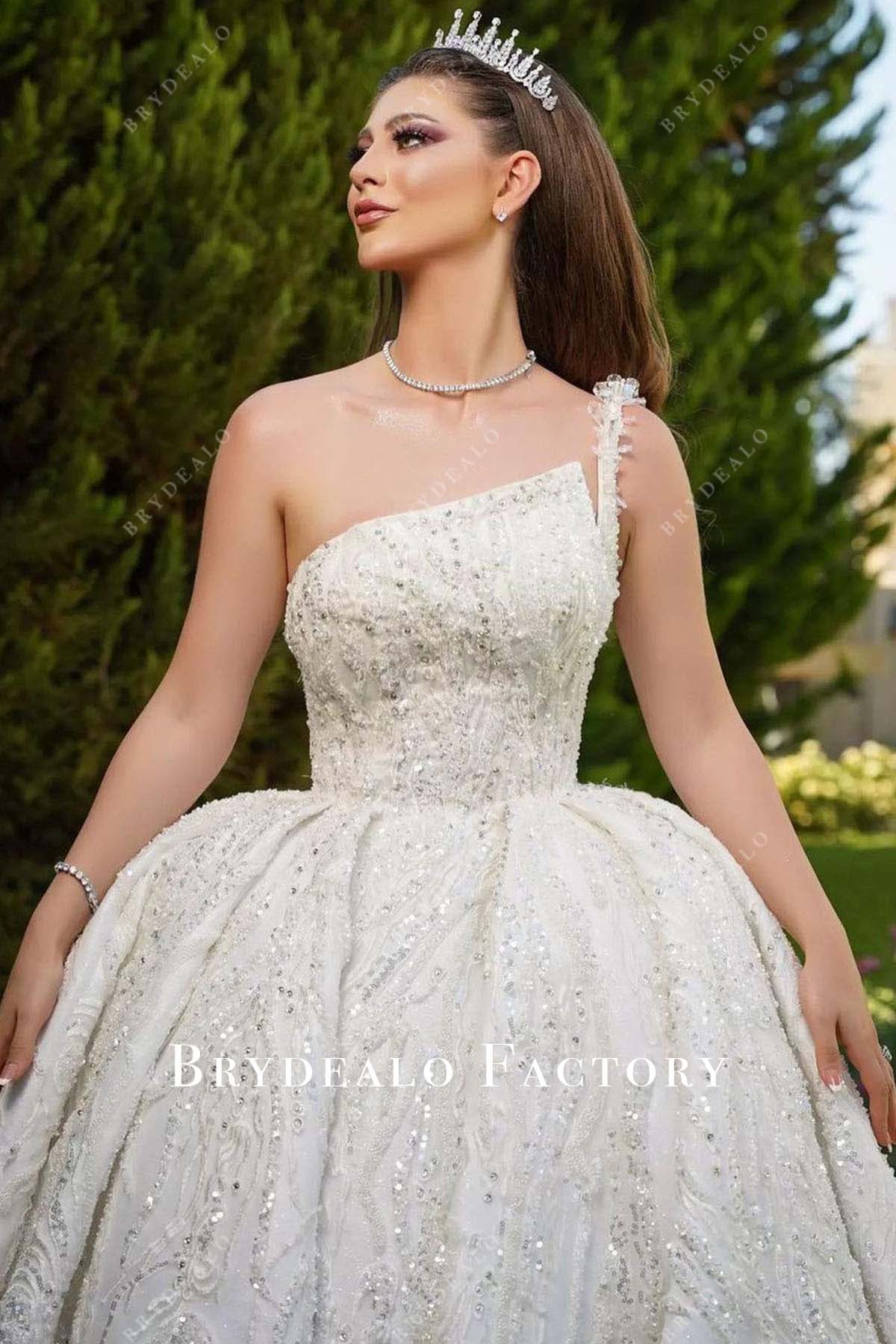 one shoulder wedding dress