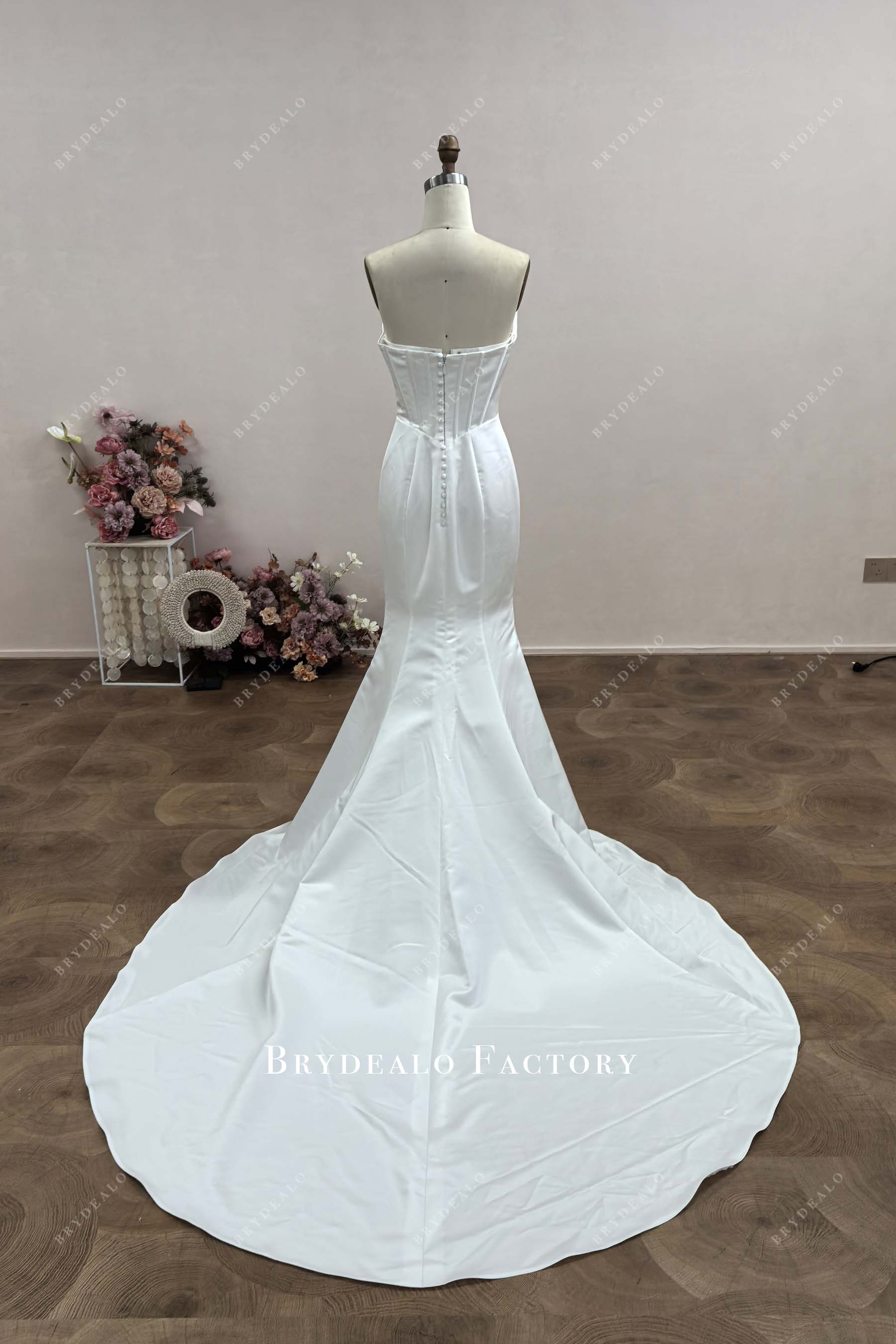 open back chapel train wedding dress