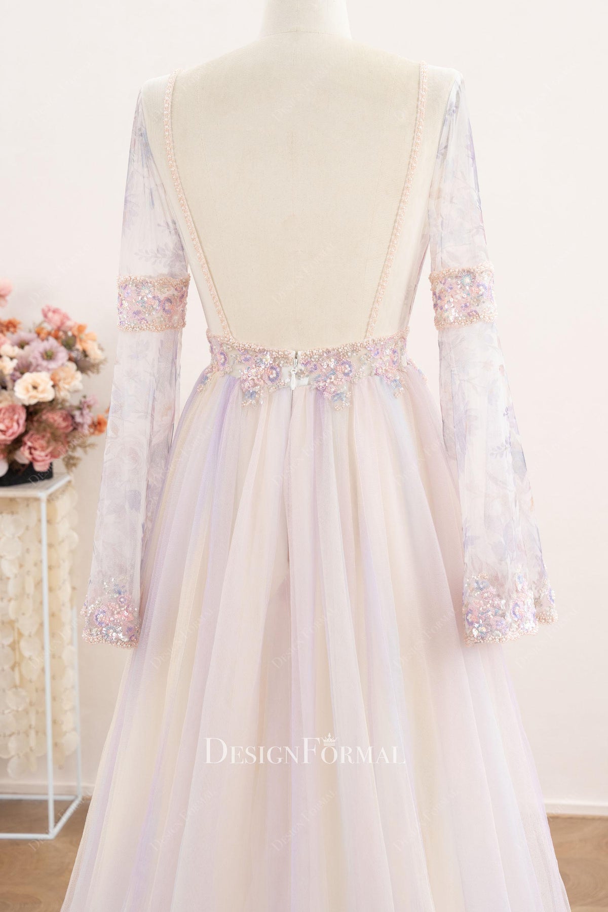 open back a line wedding dress