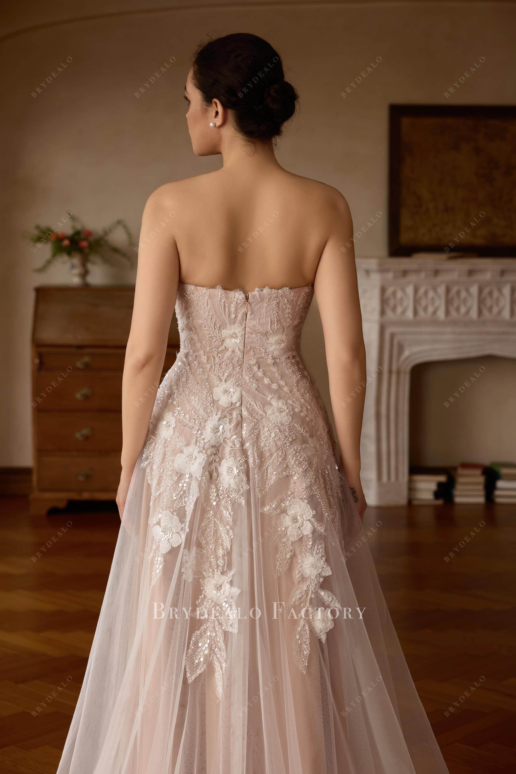 open back botanic lace wedding dress