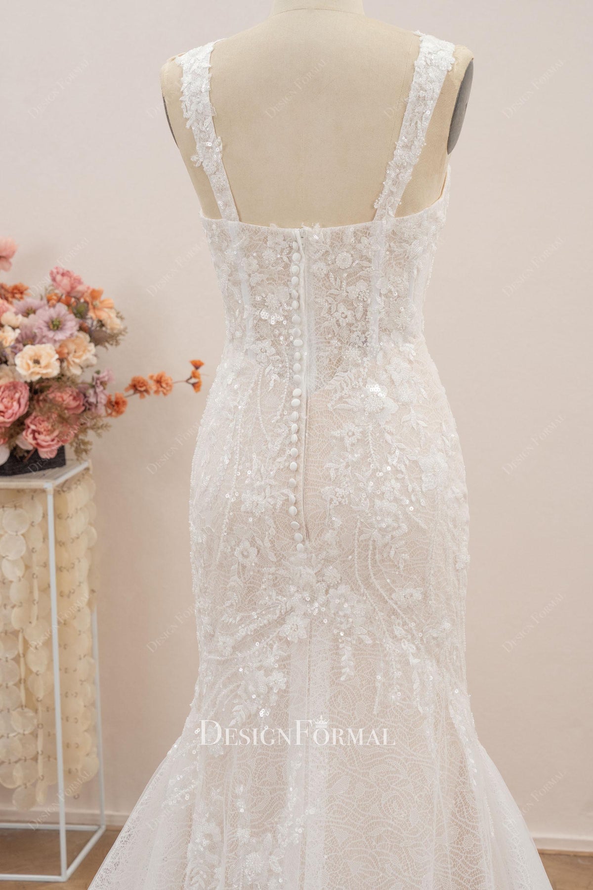 open back buttoned wedding dress