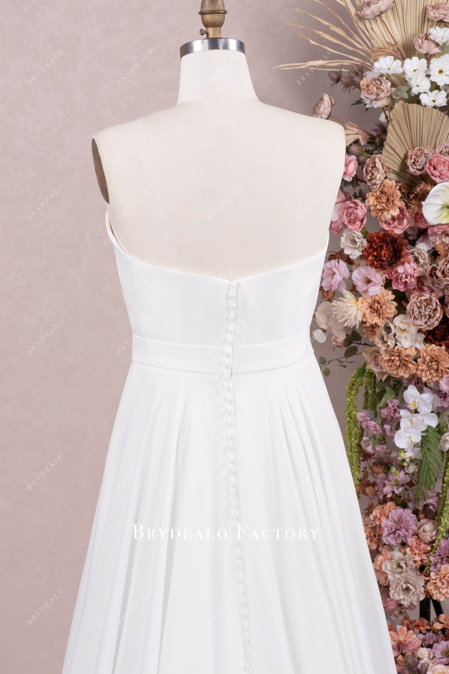 open back chiffon wedding dress