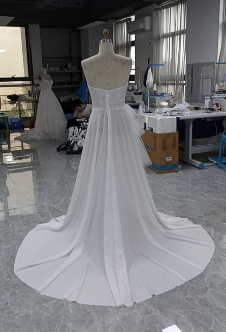 open back long train dress mockup