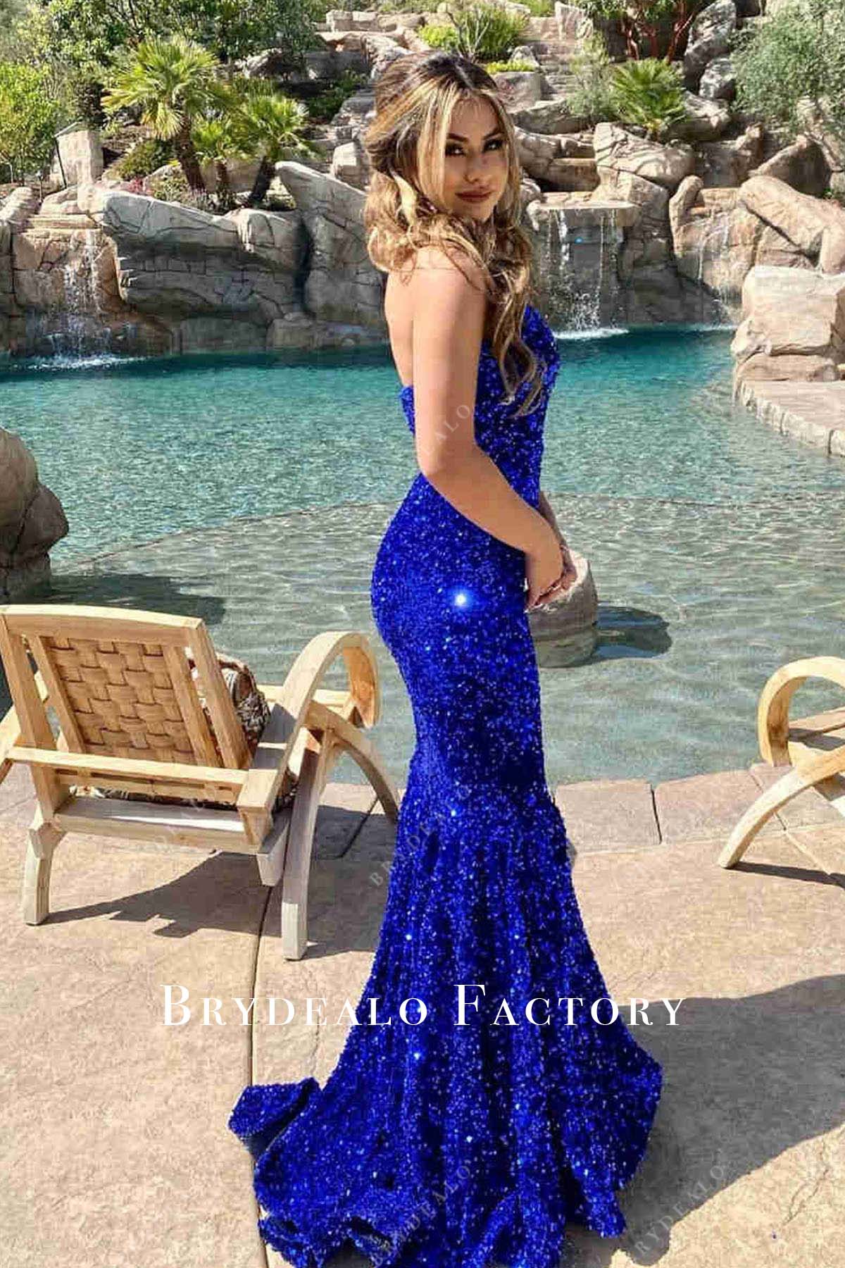 open back mermaid prom dress