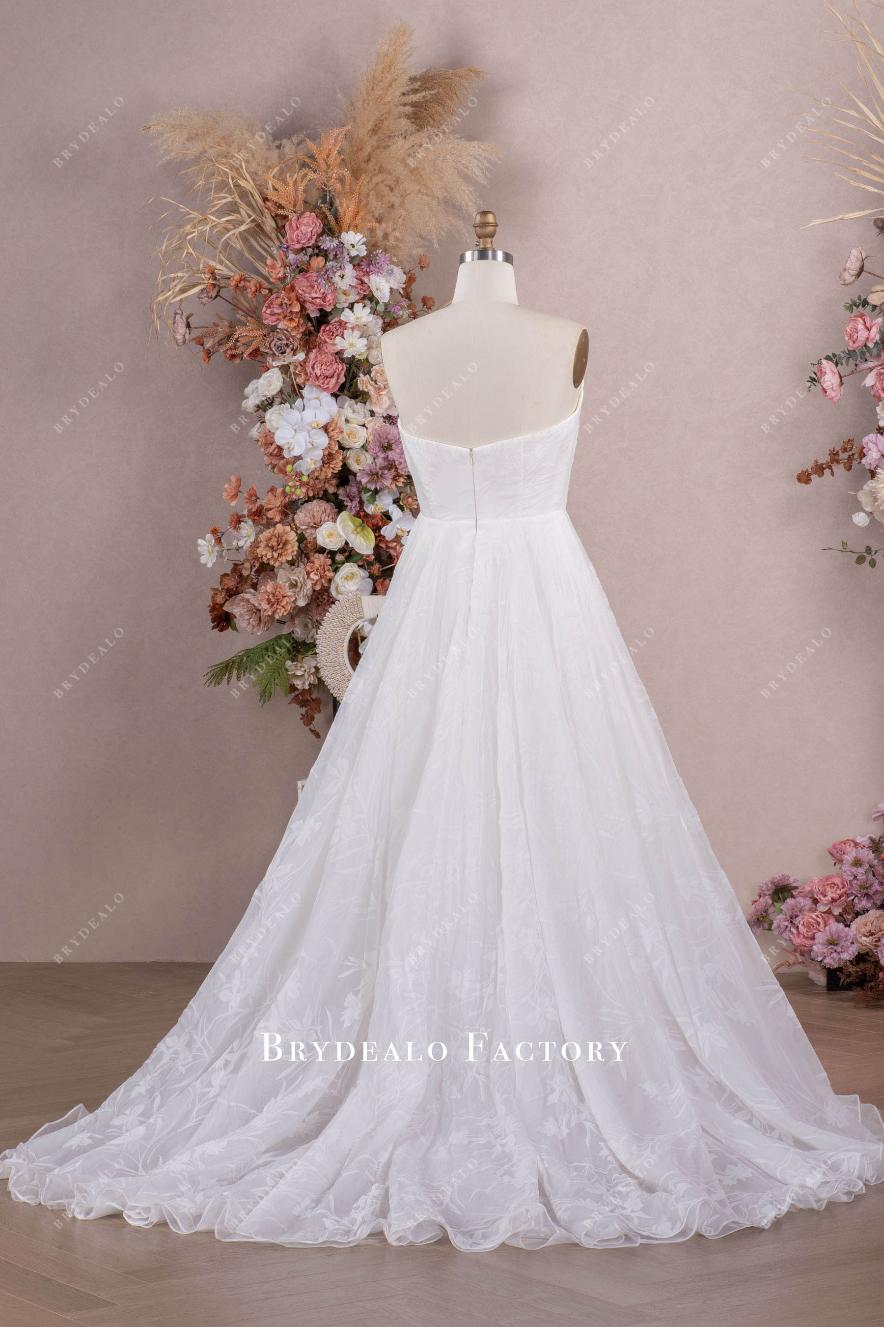 open back natural waist wedding dress