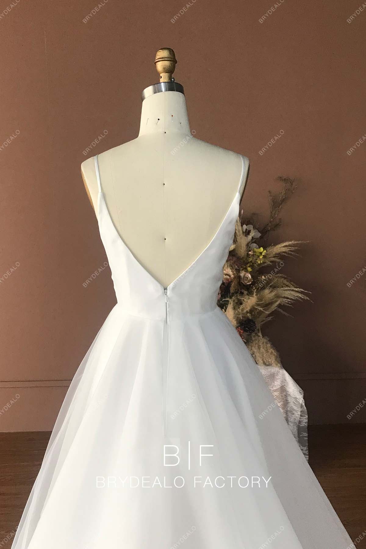 open V-back sleeveless simple bridal gown