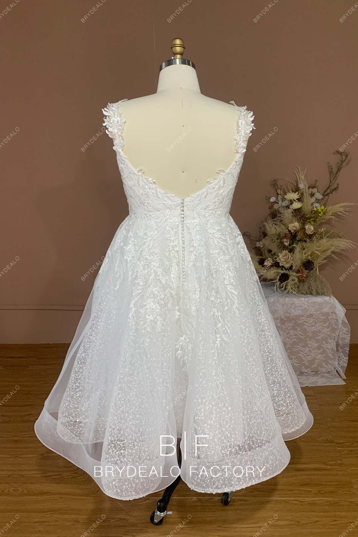 Open Back Sleeveless Tea Length Chic Bridal Dress