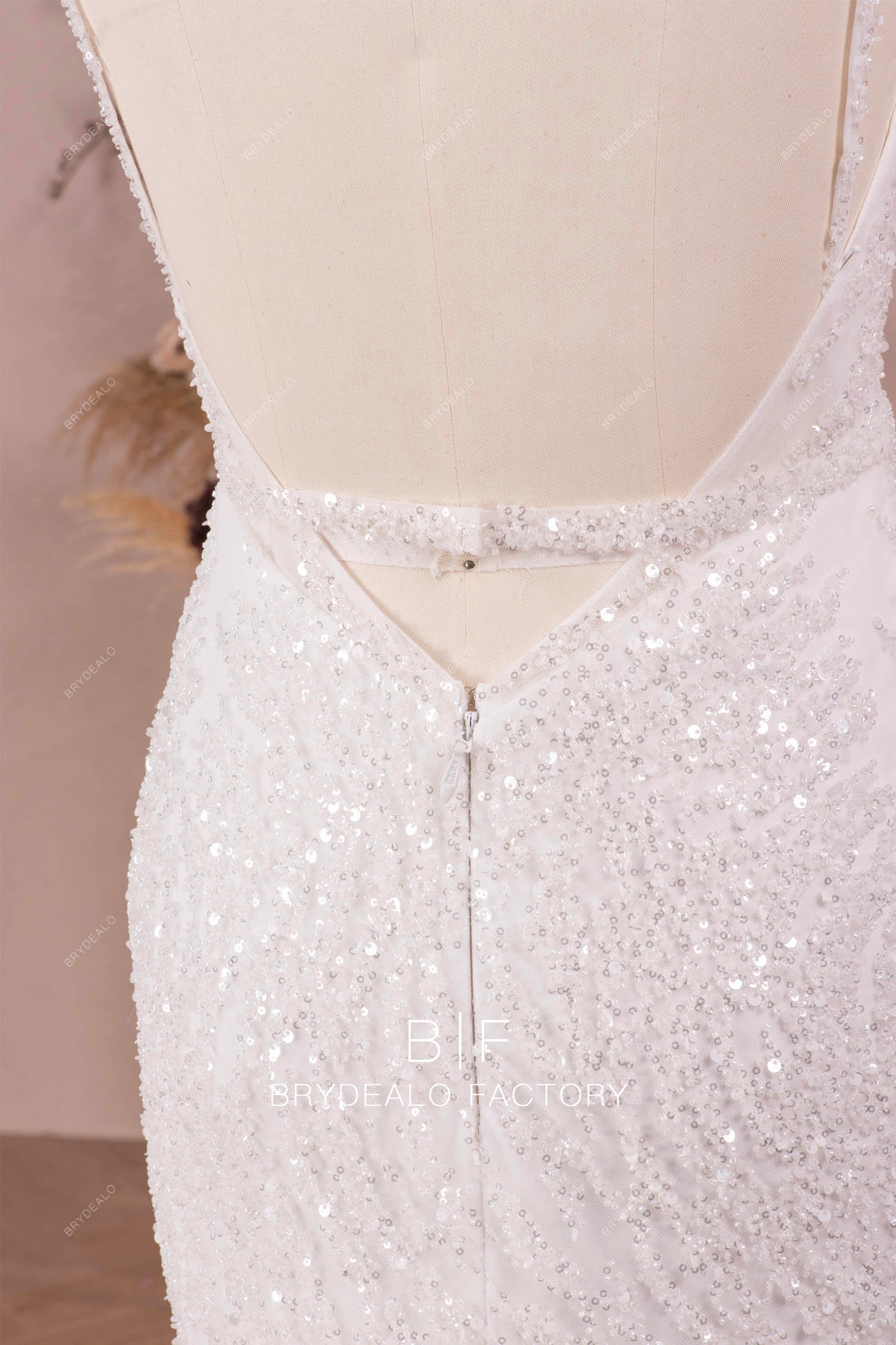 White Dress with Beaded Square Neckline main image 1