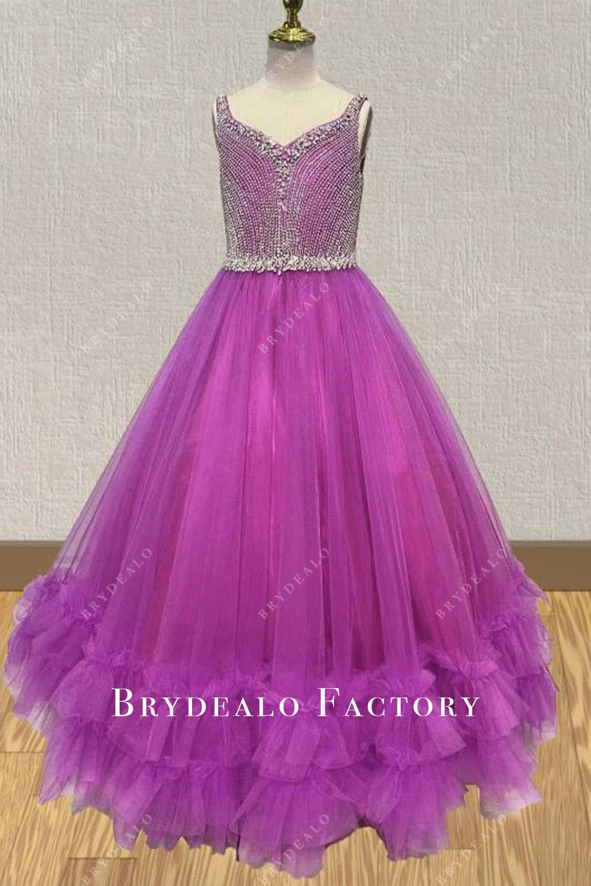 orchid organza a line pageant ball gown