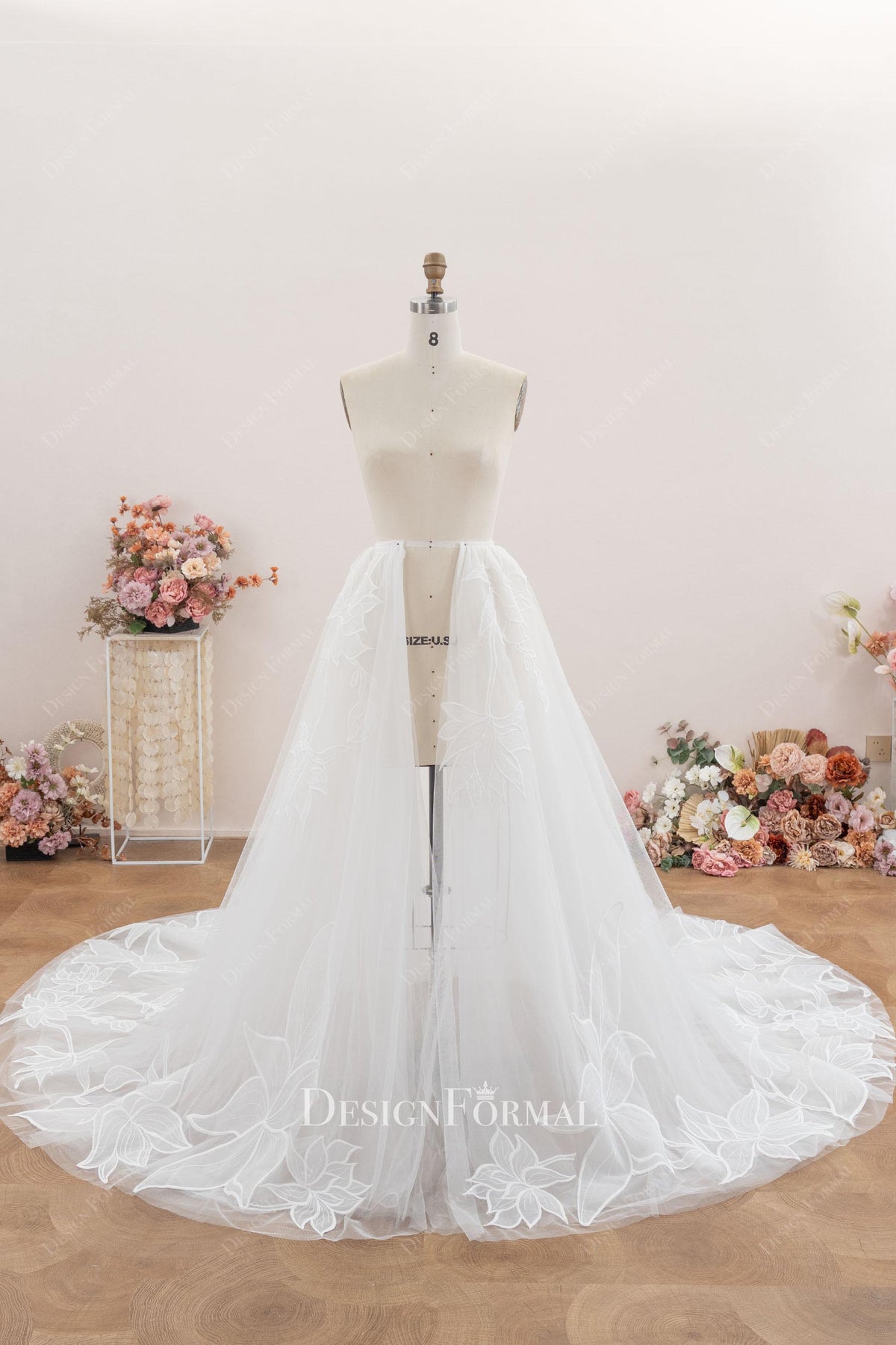 organic flower lace a line wedding dress