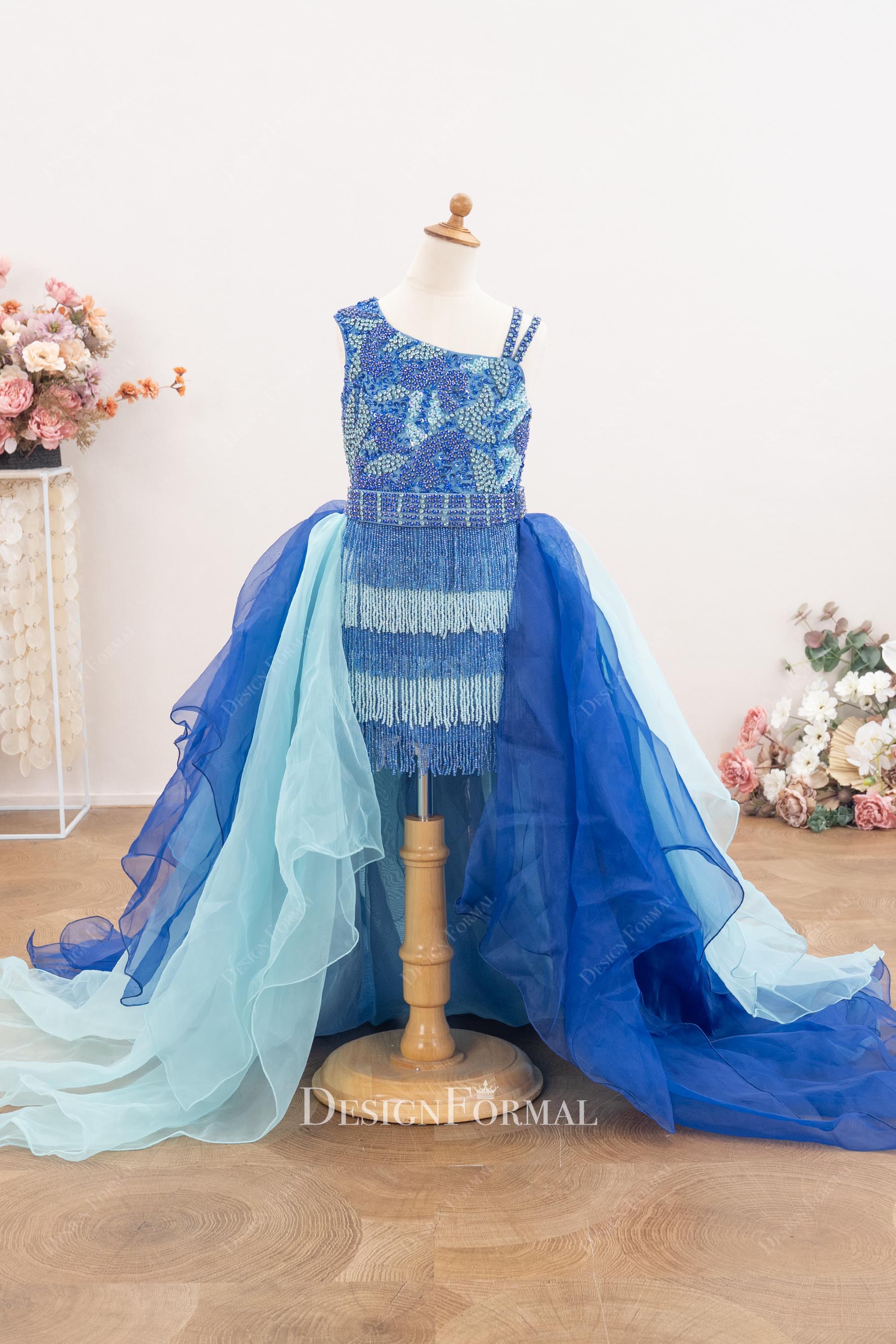 organza detachable overskirt pageant dress