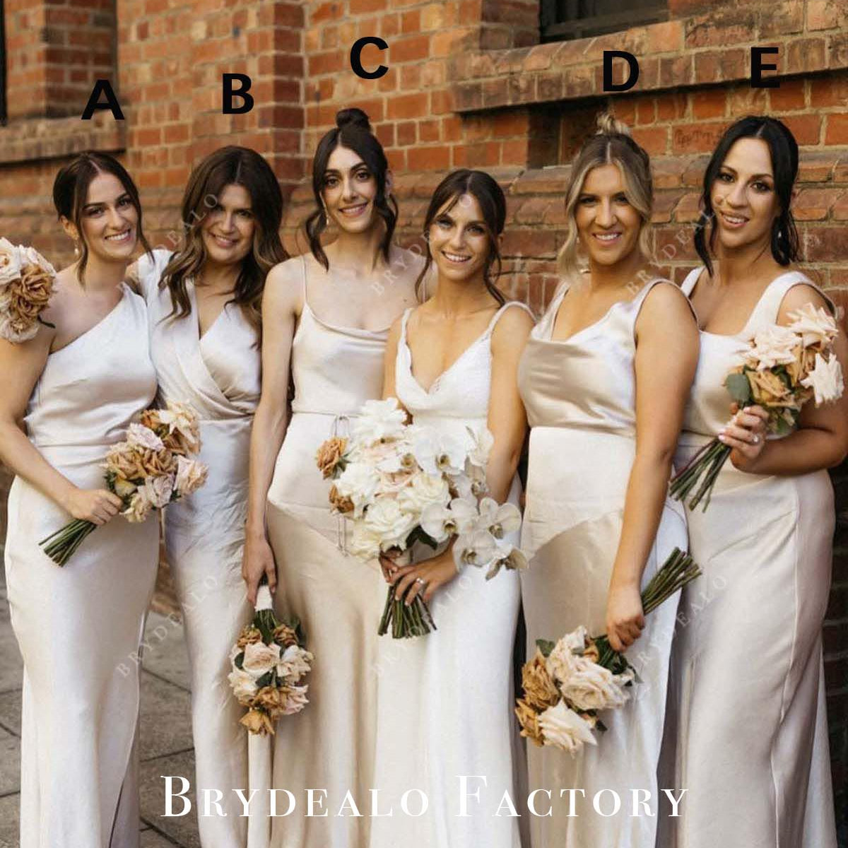 Pale Wheat Ankle Length Mismatched Bridesmaid Dress, Dress D
