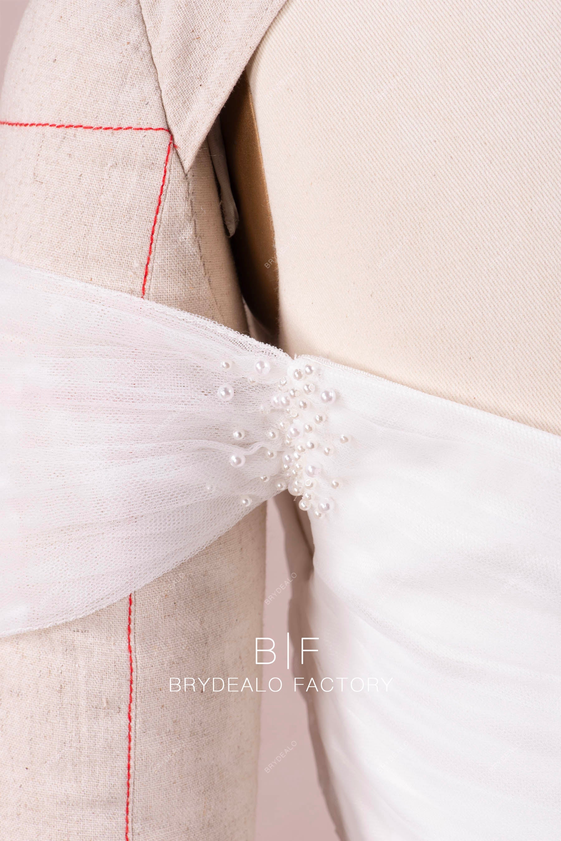 pearl drop sleeve wedding dress