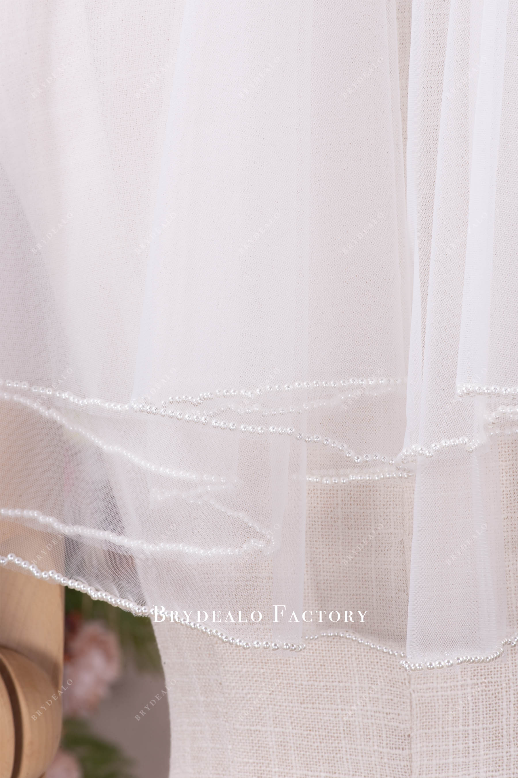 pearl edge bridal veil