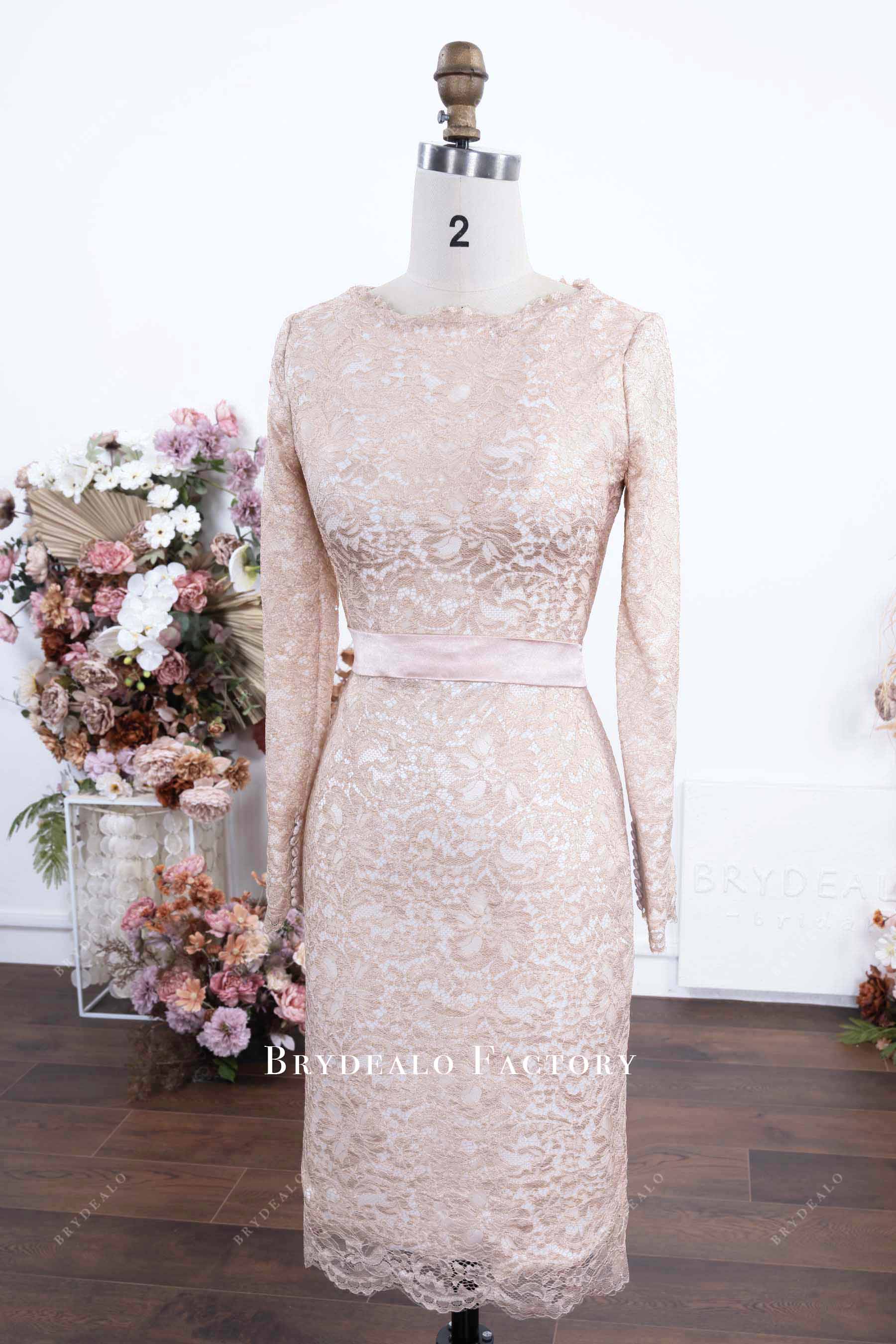 pearl pink lace formal dress