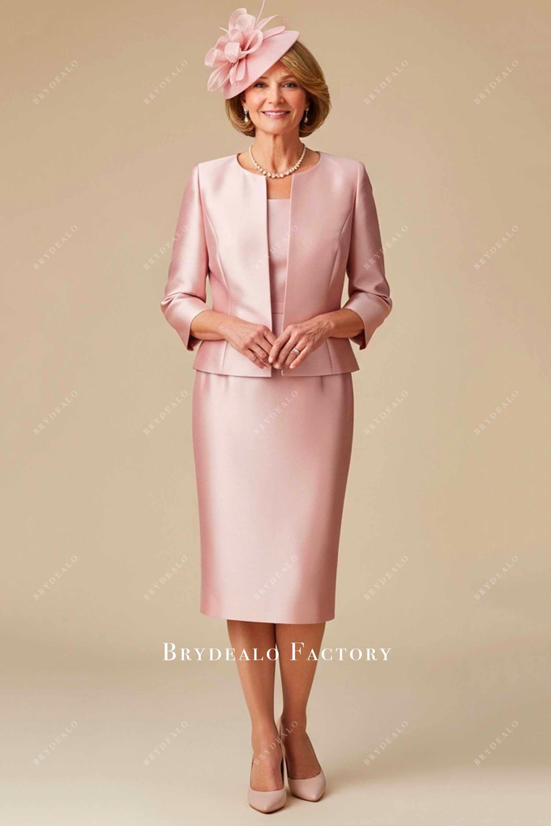 pearl pink satin pencil formal dress