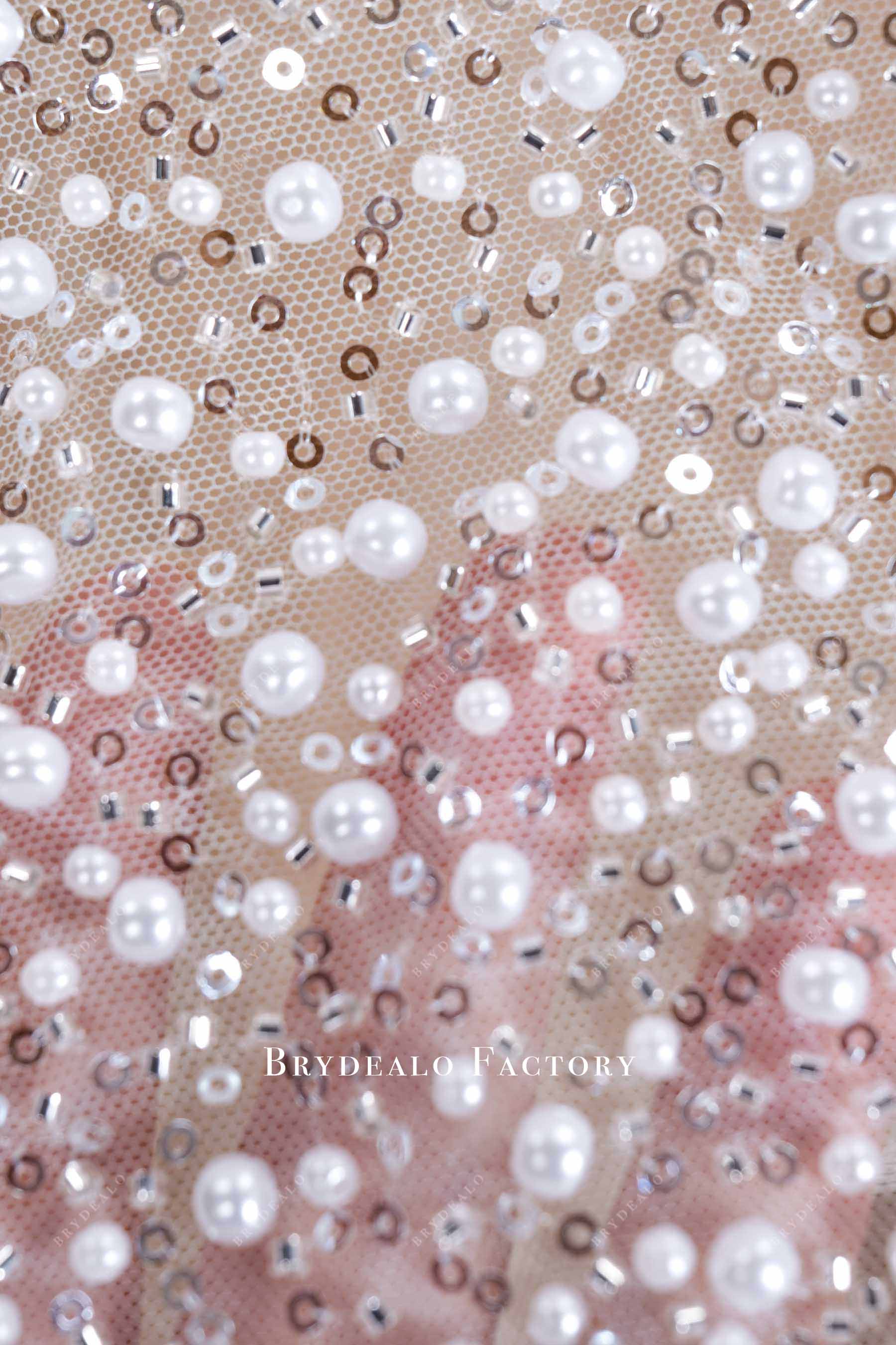 pearl silver sequin beads tulle
