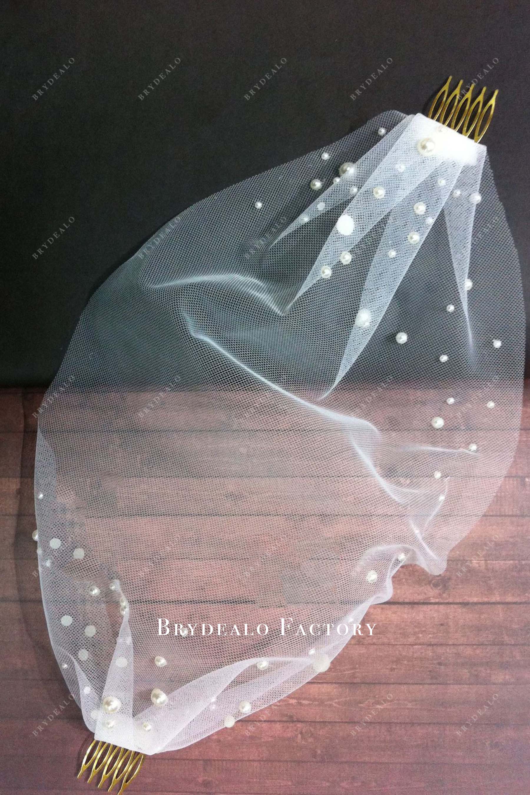 pearls birdcage bridal veil