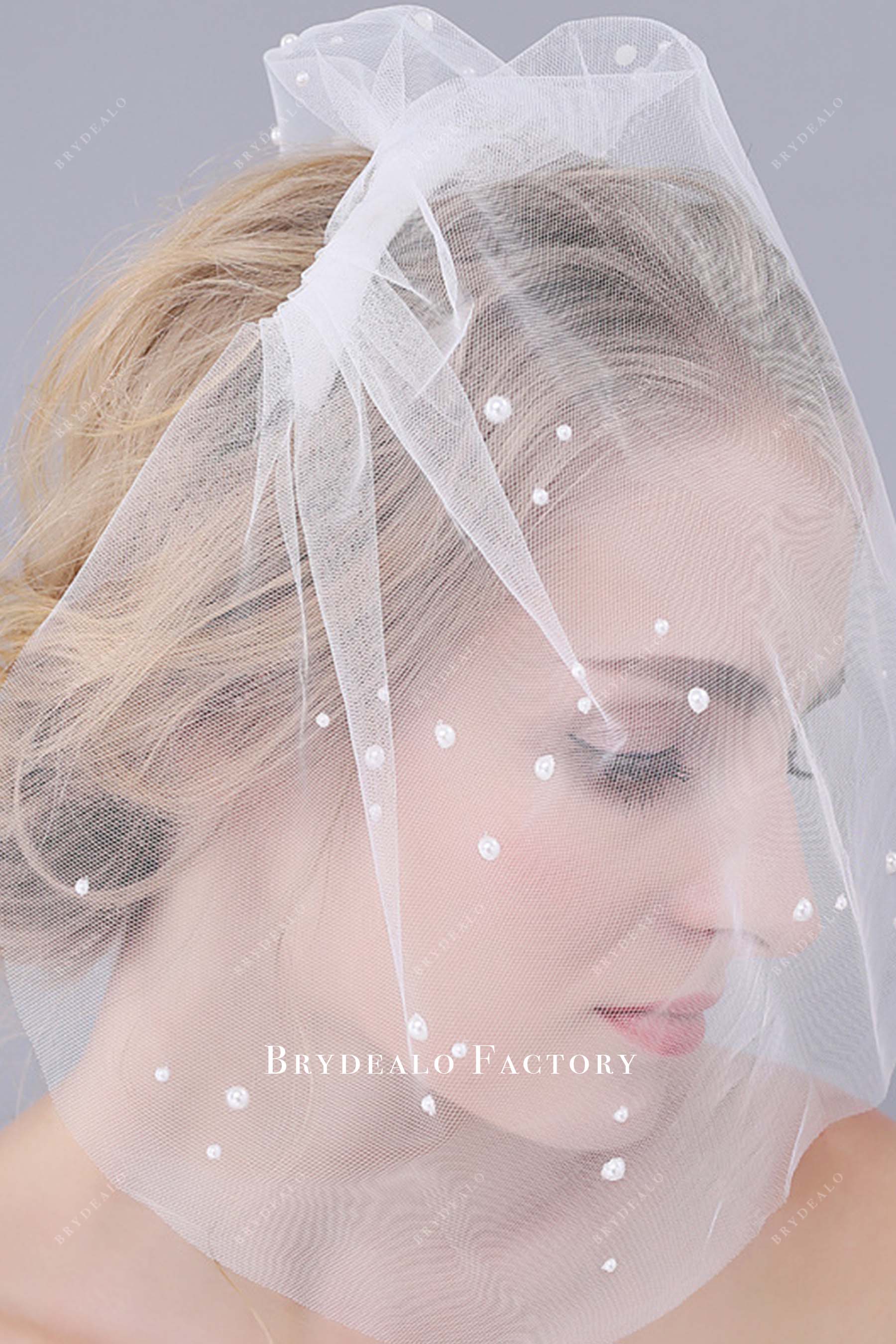 pearl birdcage bridal veil