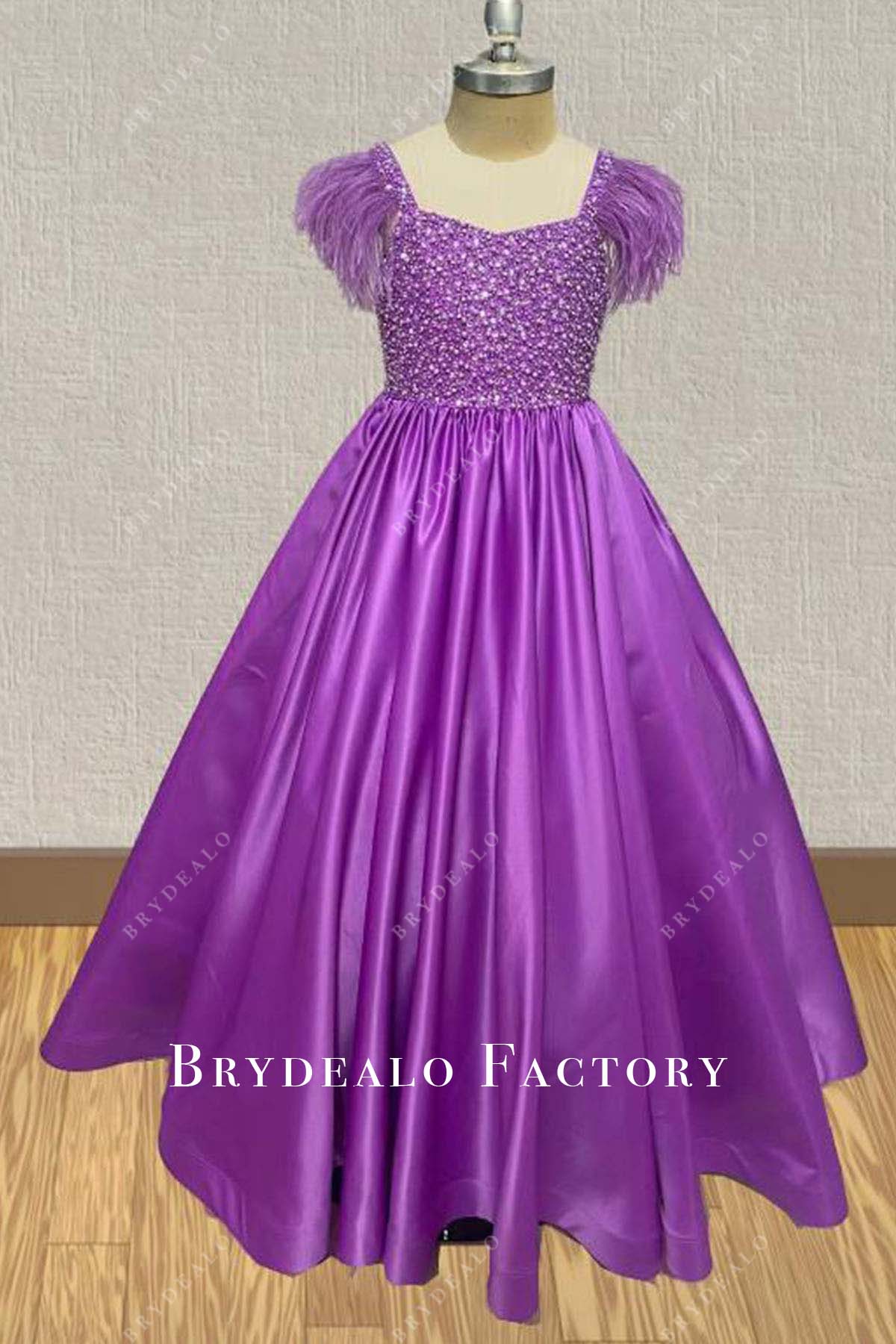 pearls purple a line pageant gown