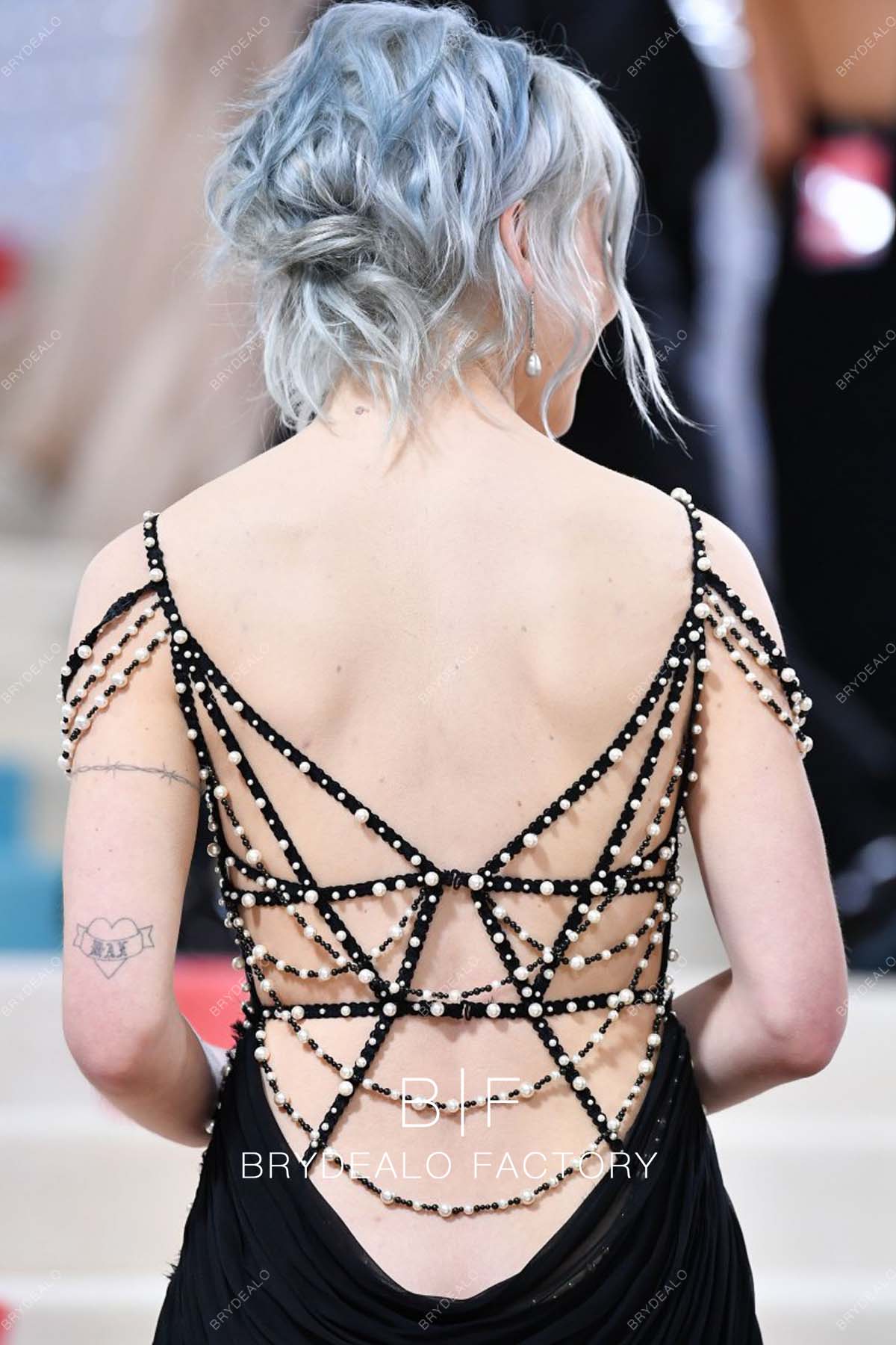 Phoebe Bridgers Met Gala 2023 Pearls Cold Shoulder Dress