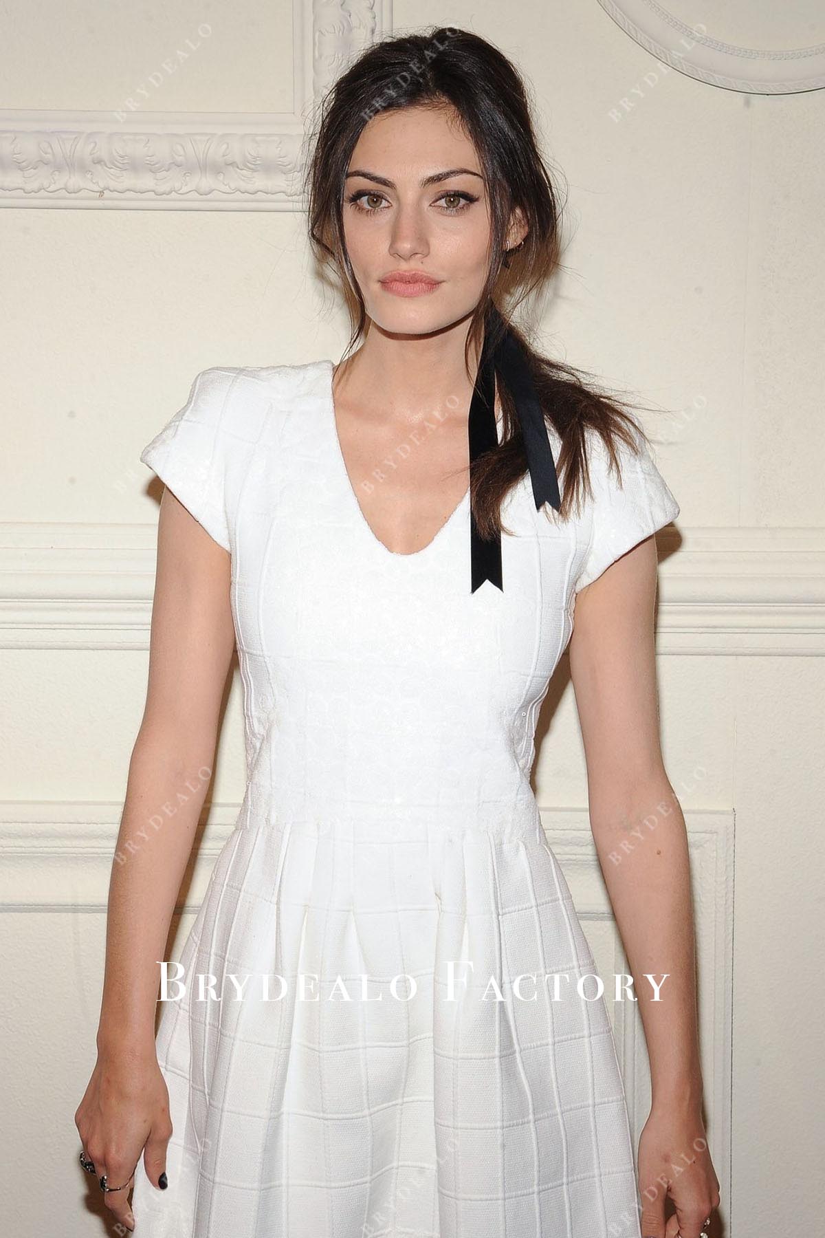 Phoebe Tonkin white formal dress Chanel Paris Salzburg 2014