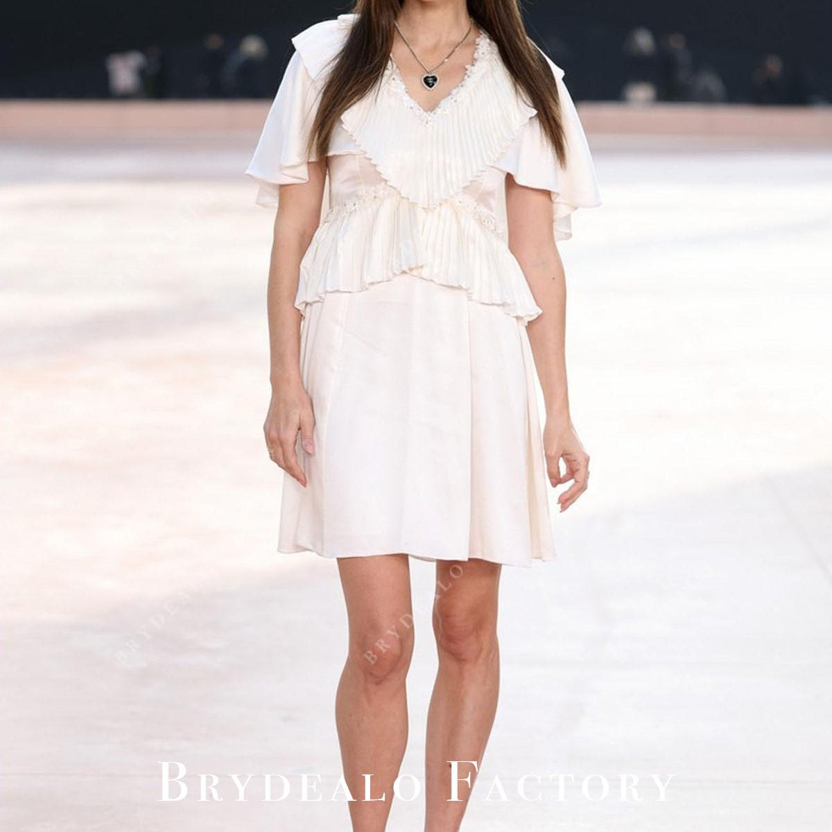 Phoebe Tonkin White Satin Chanel Show 2025 Formal Dress