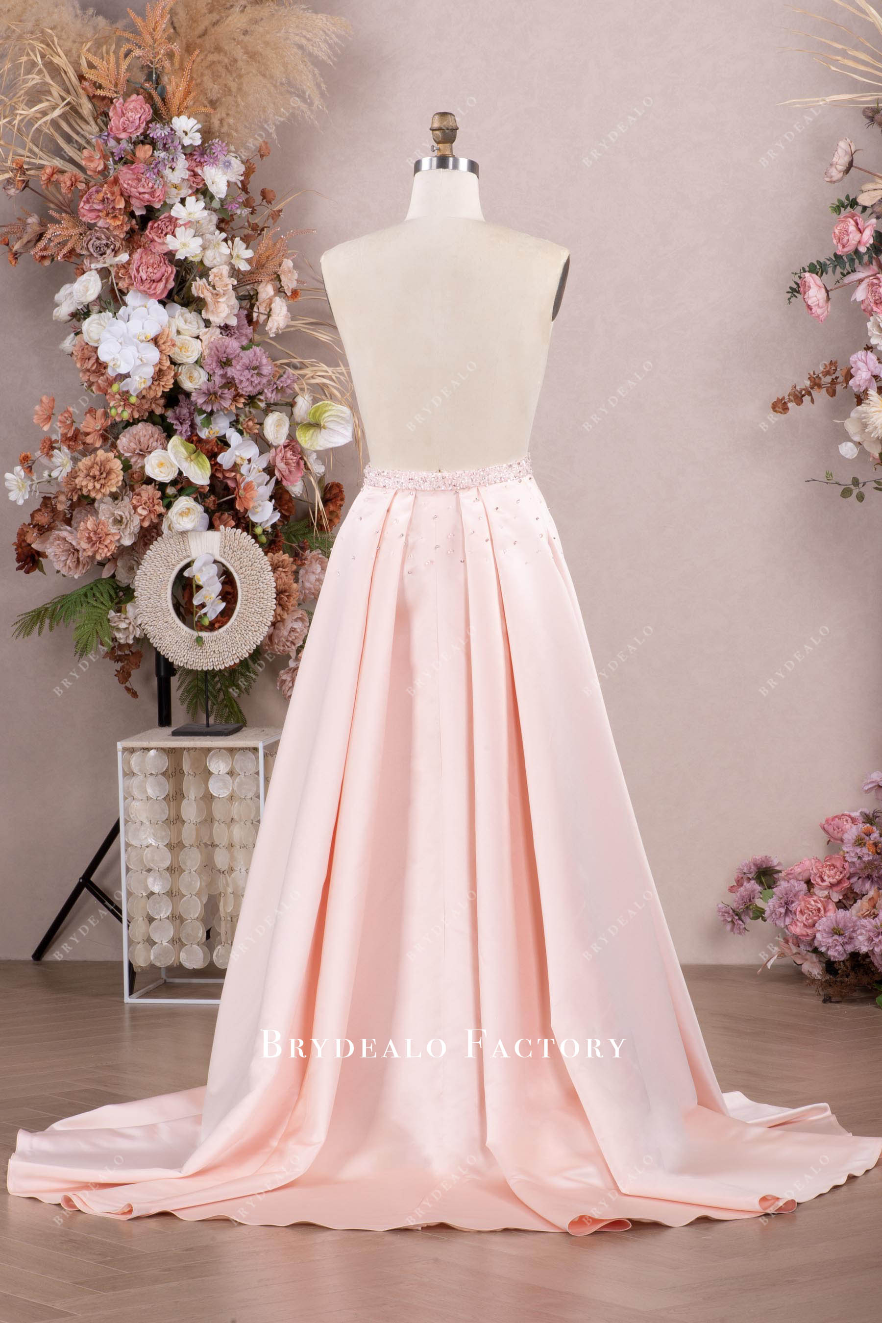 Pink Asymmetrical Pleated Overskirt Mother Of Bride Dress