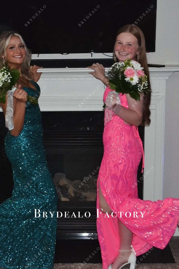 Pink Sequined Short Homecoming Dress VMH25