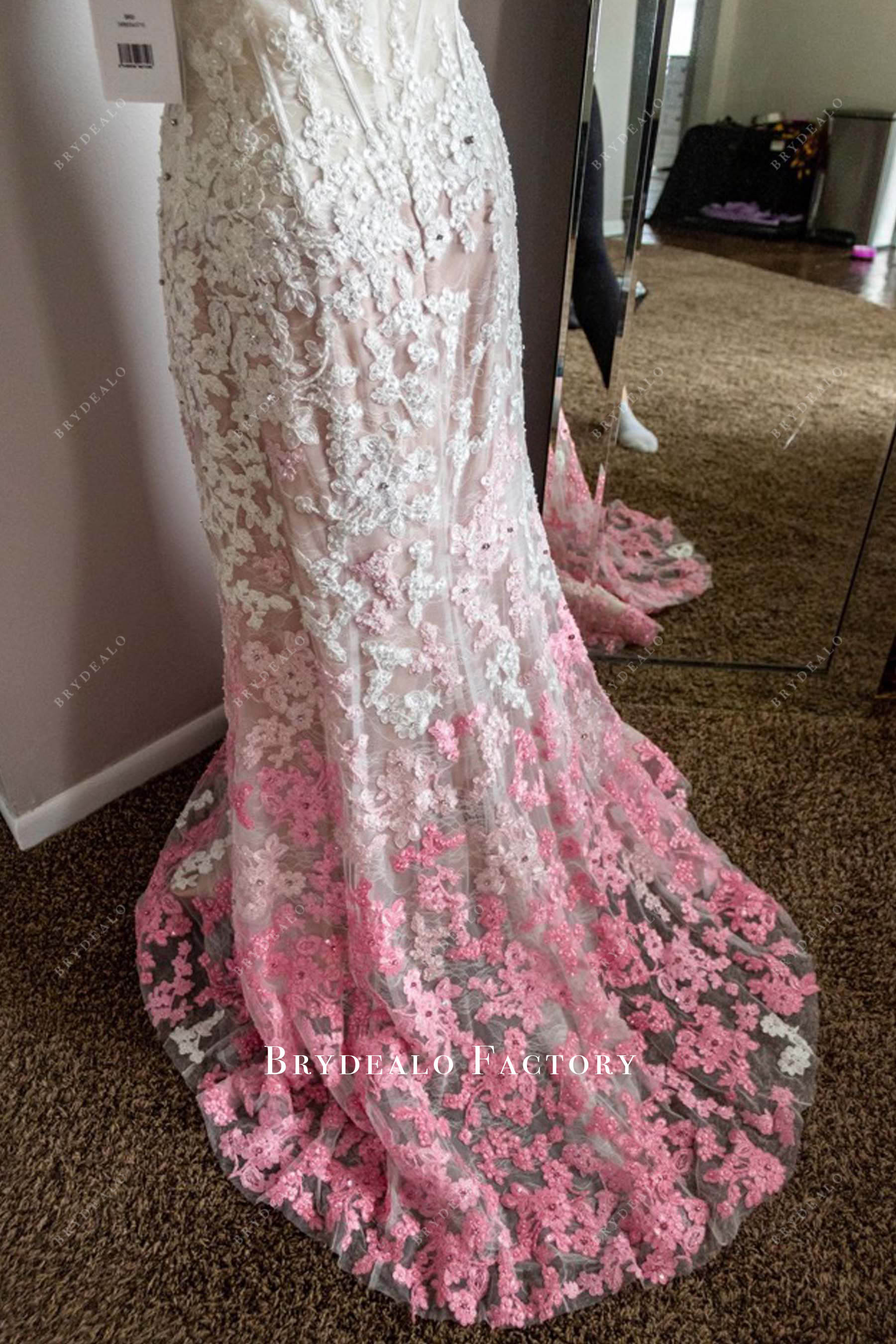 pink small train prom gown