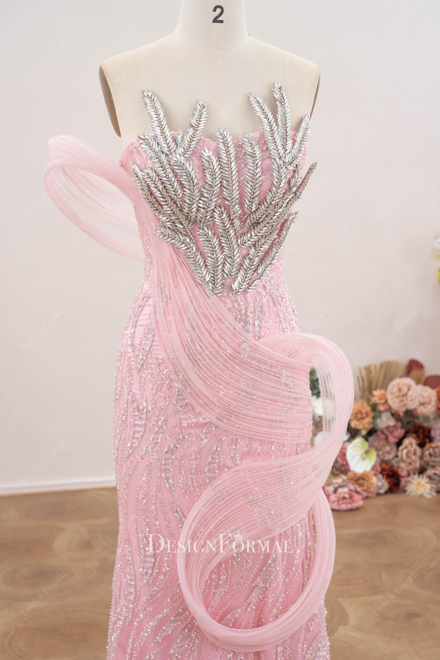 pink sweetheart rhinestones prom dress