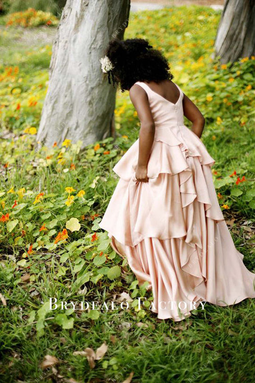 Pink A-Line Chiffon Sleeveless Flower Girl Dress With Pleats