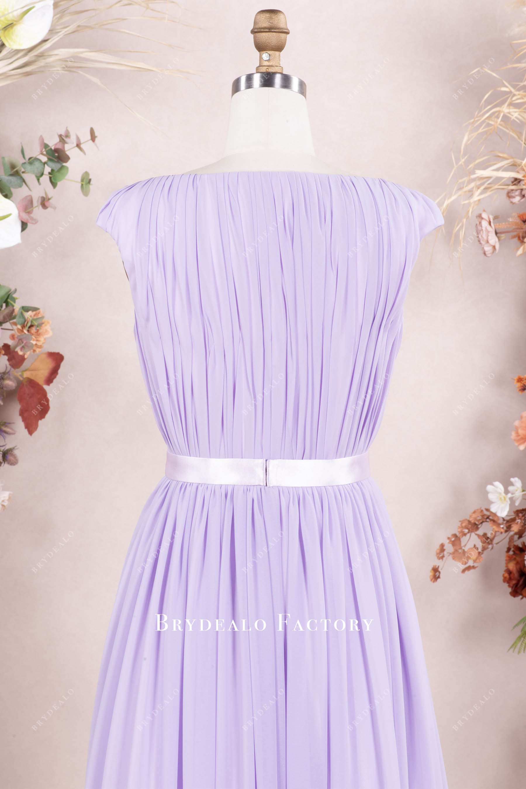 Light Purple Pleated Chiffon Formal Dress