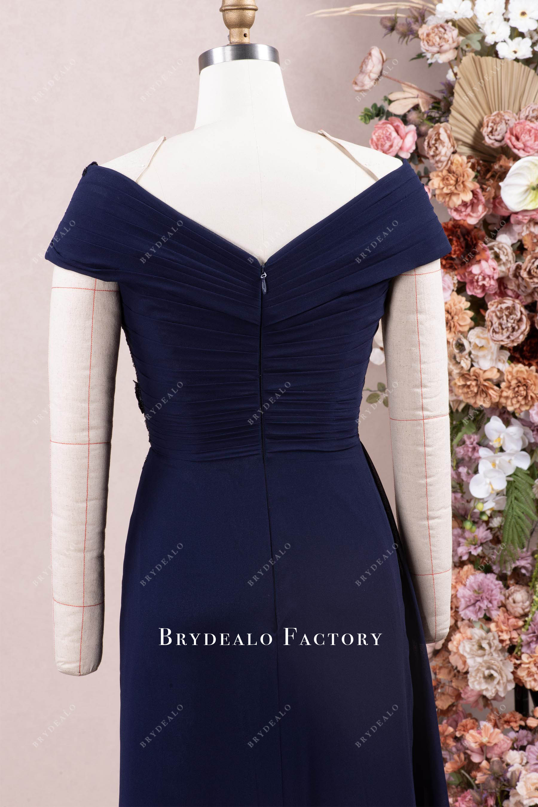 pleated chiffon formal gown