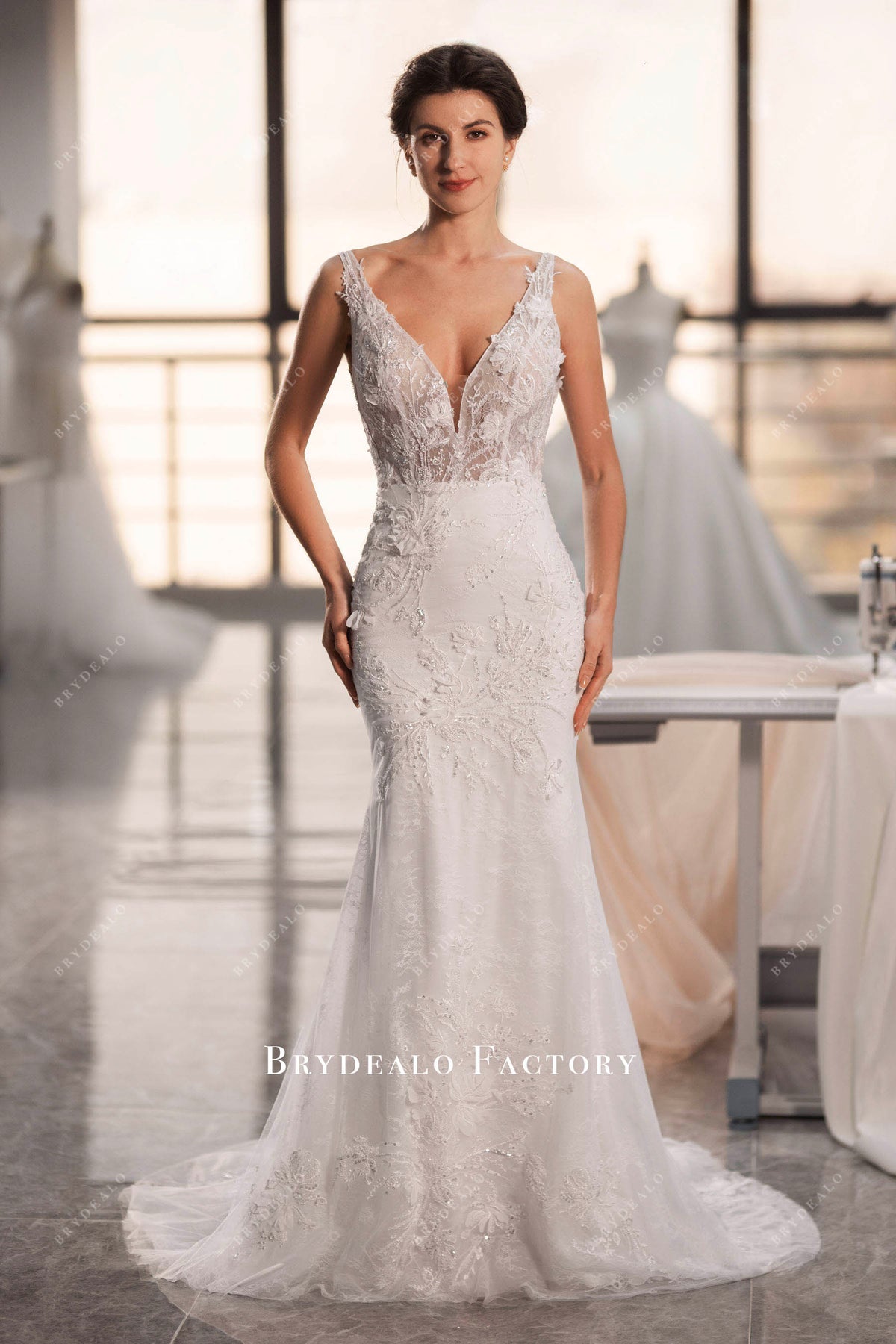 Lace Mermaid Wedding Dress with Backless Design main image 0