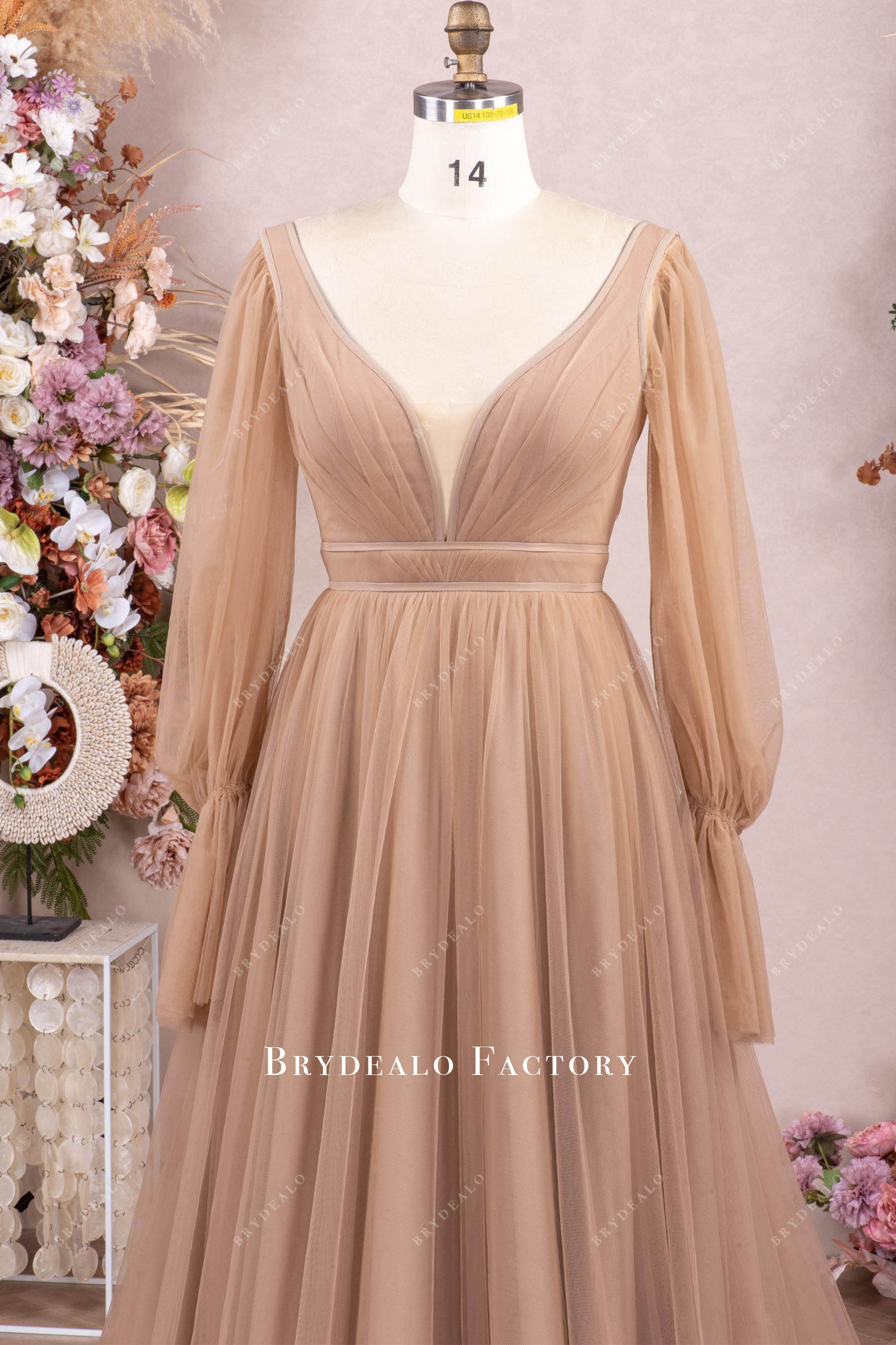 plunging neck wedding dress