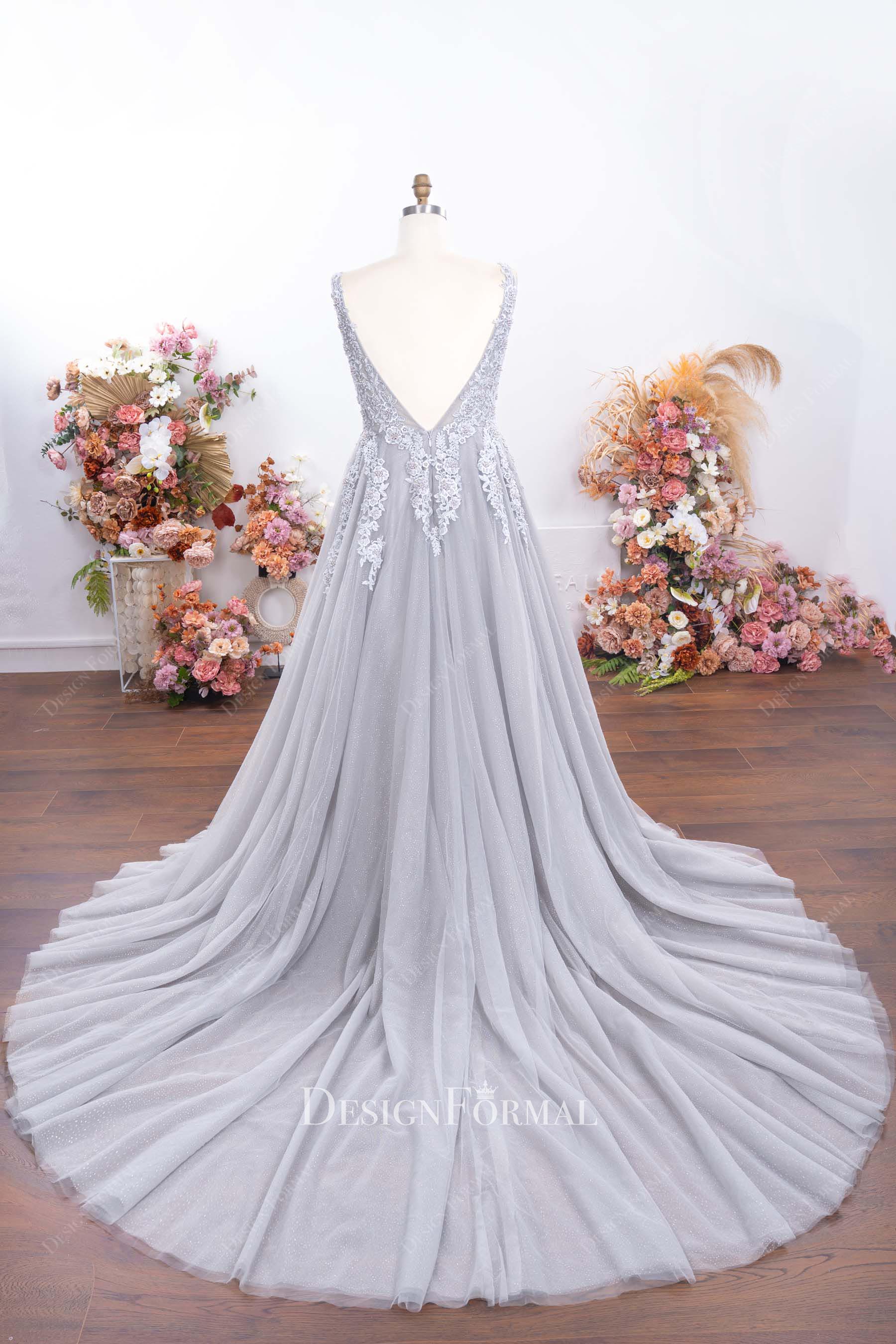 plus size a line chapel train prom dress
