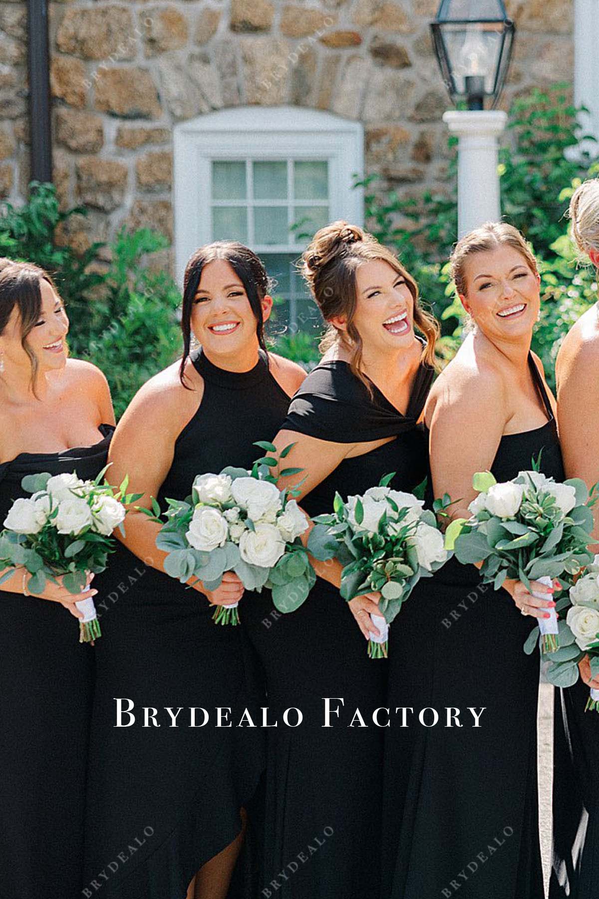 plus size black customized mismatched bridesmaid dresses