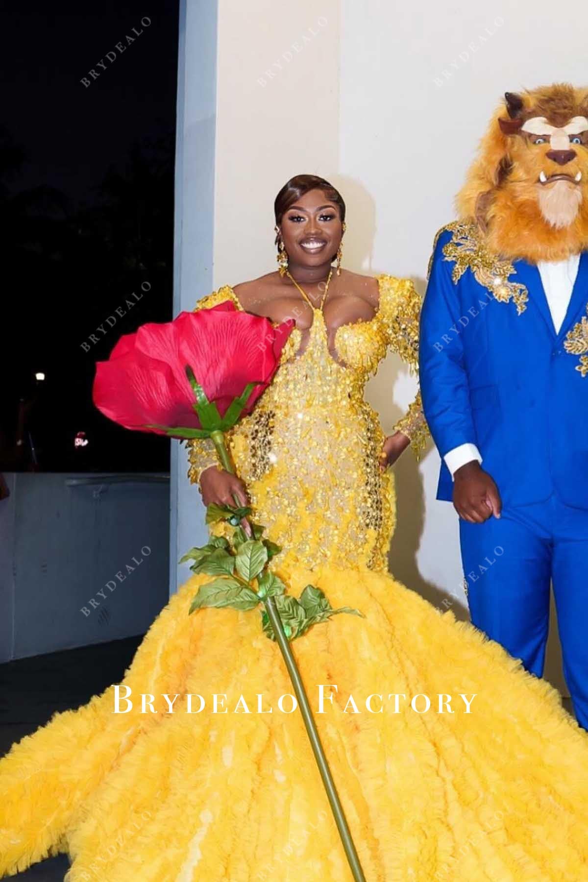 plus size marigold long sleeves prom dress